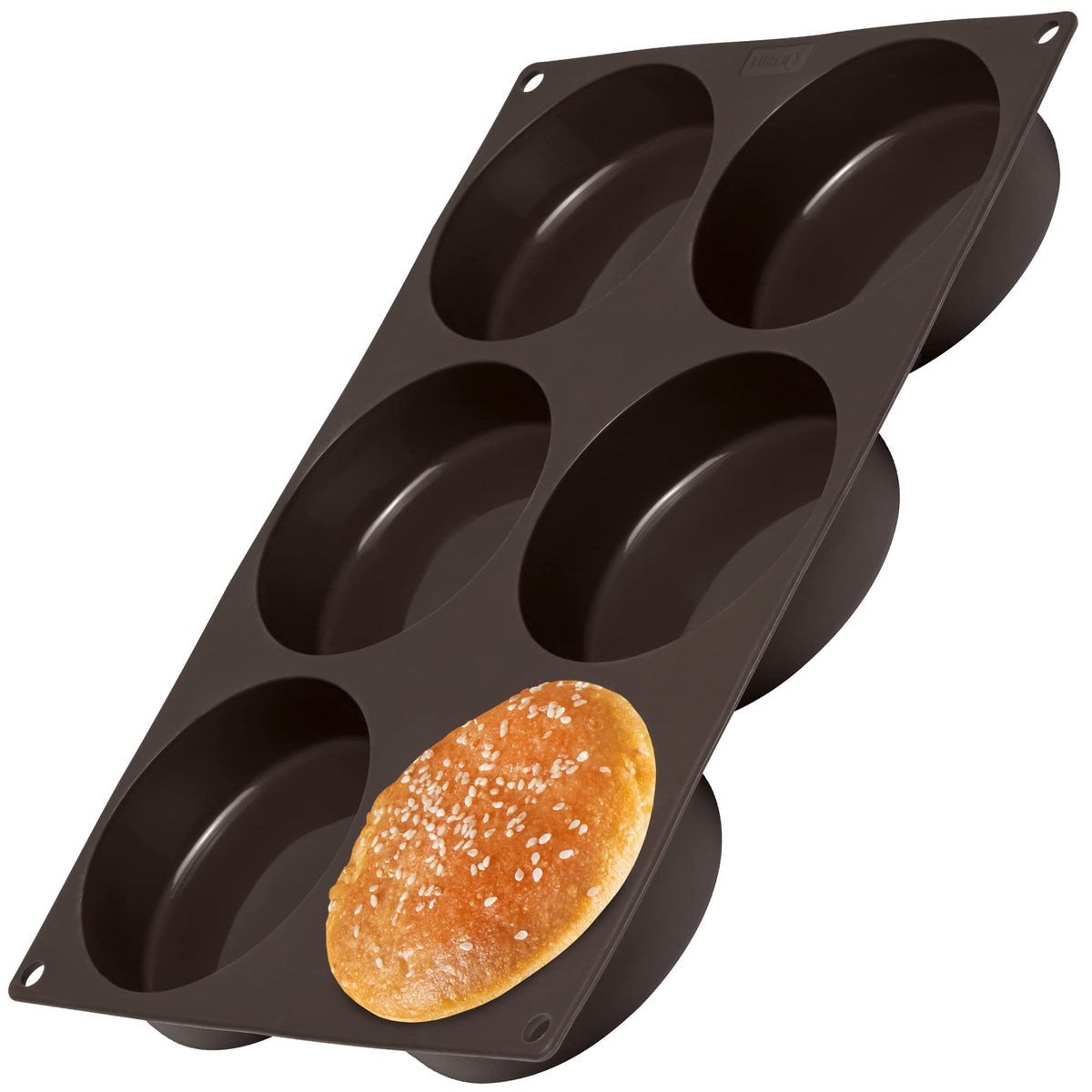Lurch Germany Flexiform Non Stick Silicone Hamburger Bun Baking Pan | Perfect Mold For Little Cakes Or Bread | 6 Cavities For Bu