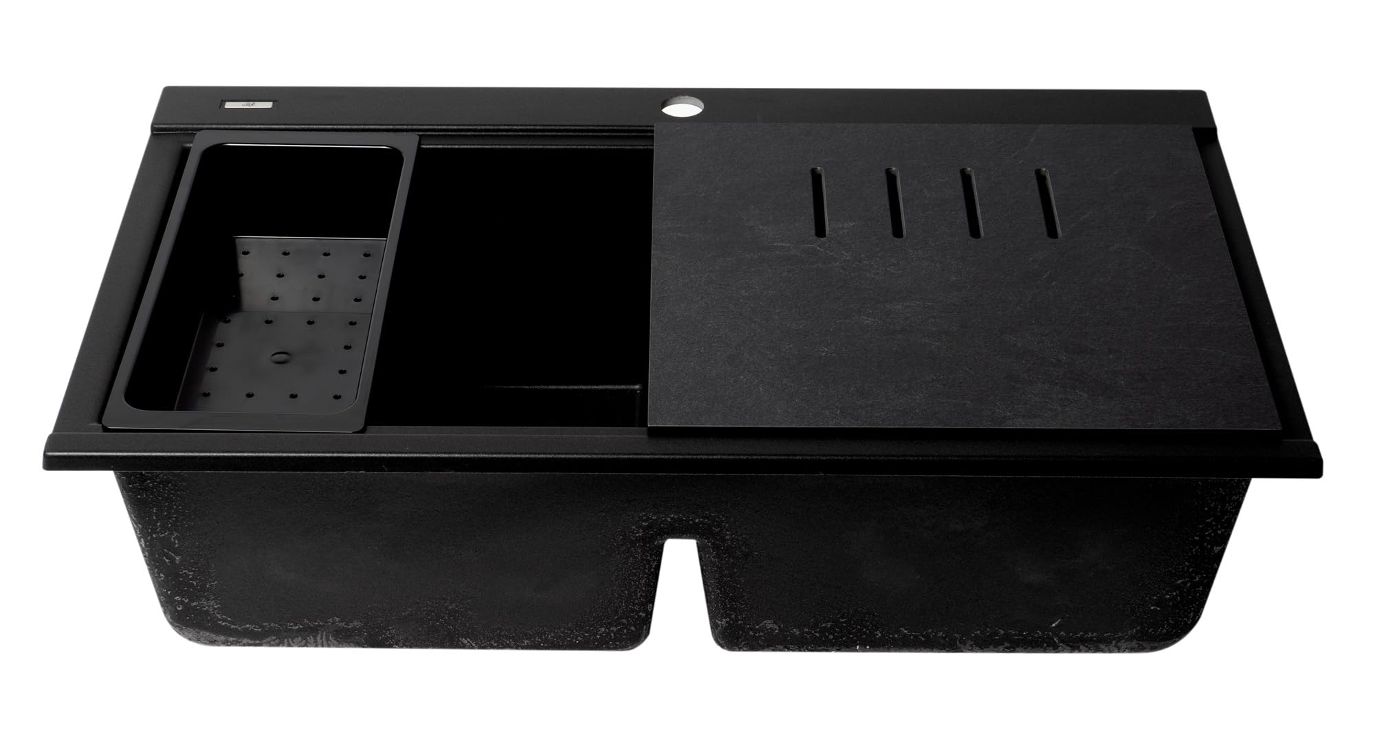 Alfi Brand Ab3418Dbdi-Bla Black 33'' Granite Composite Workstation Step Rim Double Bowl Drop In Sink With Accessories