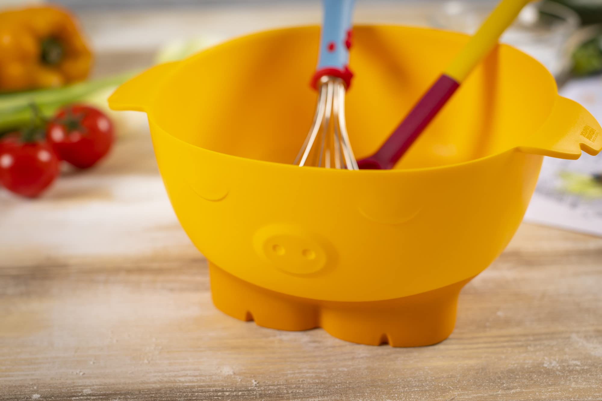 Kuhn Rikon Kinderkitchen Kids Mixing Set | Pig Mixing Bowl, Rooster Whisk & Goose Stirring Spoon | Child-Friendly Kitchen Tools