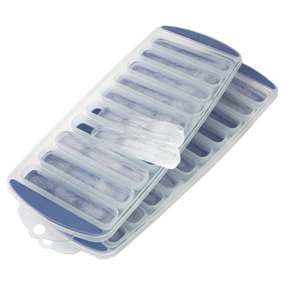 Home Basics Ultra-Slim Plastic Pop, (Pack Of 2), Blue Ice Cube Tray, One Size