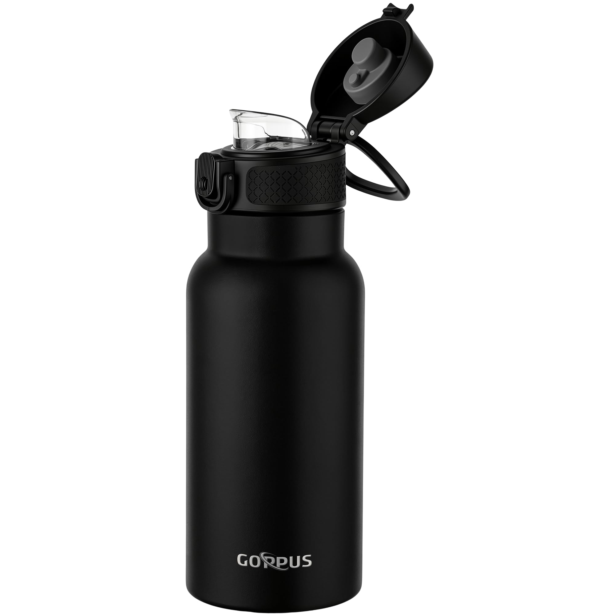 GOPPUS 17oz Insulated Water Bottle with LeakProof Flip Lid & Carry Handle,DoubleWall Stainless Steel Bottle for School,Outdoor