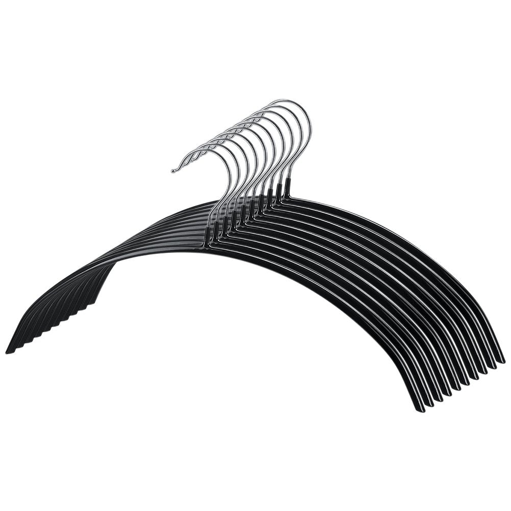 Tosnail 10 Pack Black Super Grippy Slip-Reducing Contour Shirt Hangers, Sweater Hangers, Dimple & Crease Free Hanger Solution - 