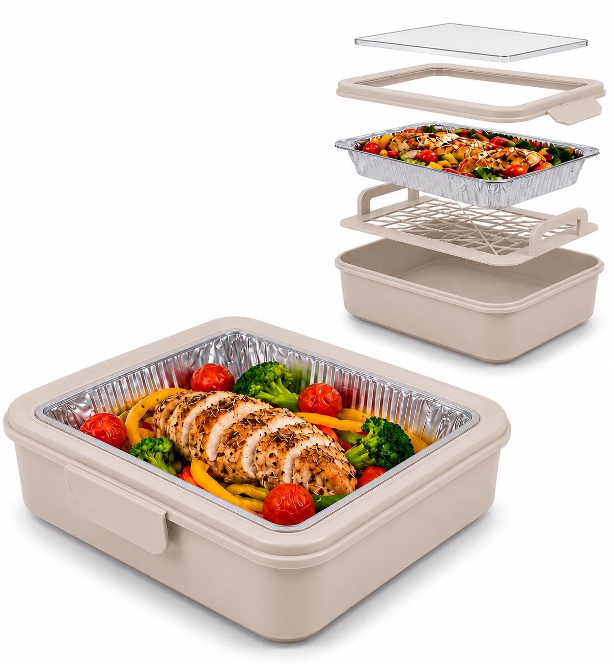 9x13 Pan Carrier with Aluminum Foil Pan  Insulated Food Carrier for Casseroles, Lasagna & Hot/Cold Dishes, Decorative Tabletop 