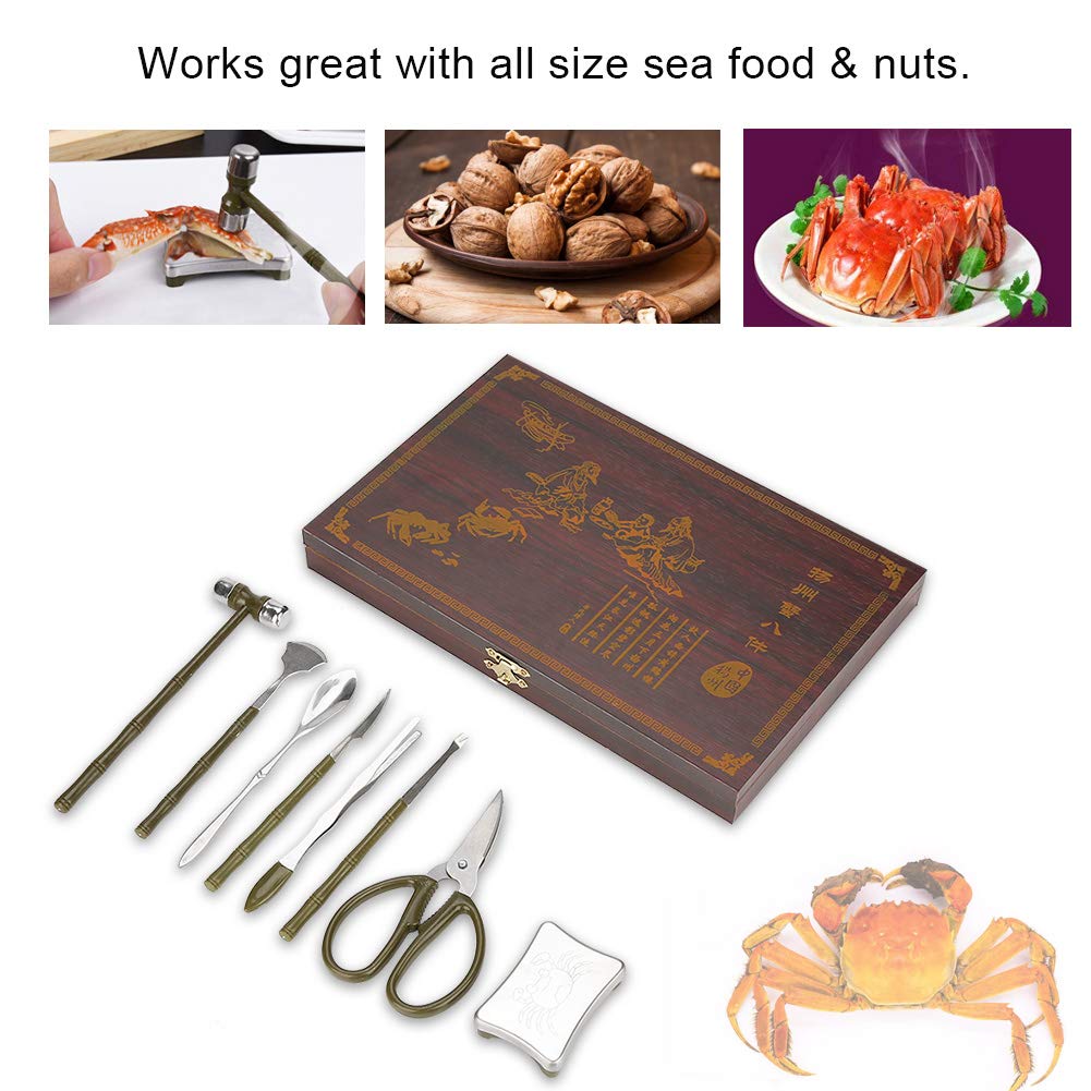 Walfront 8Pcs Lobster Crab Cracker Tools Stainless Steel Seafood Claw Tool Set Crab Crackers Set Gift Seafood Scissors Seafood T