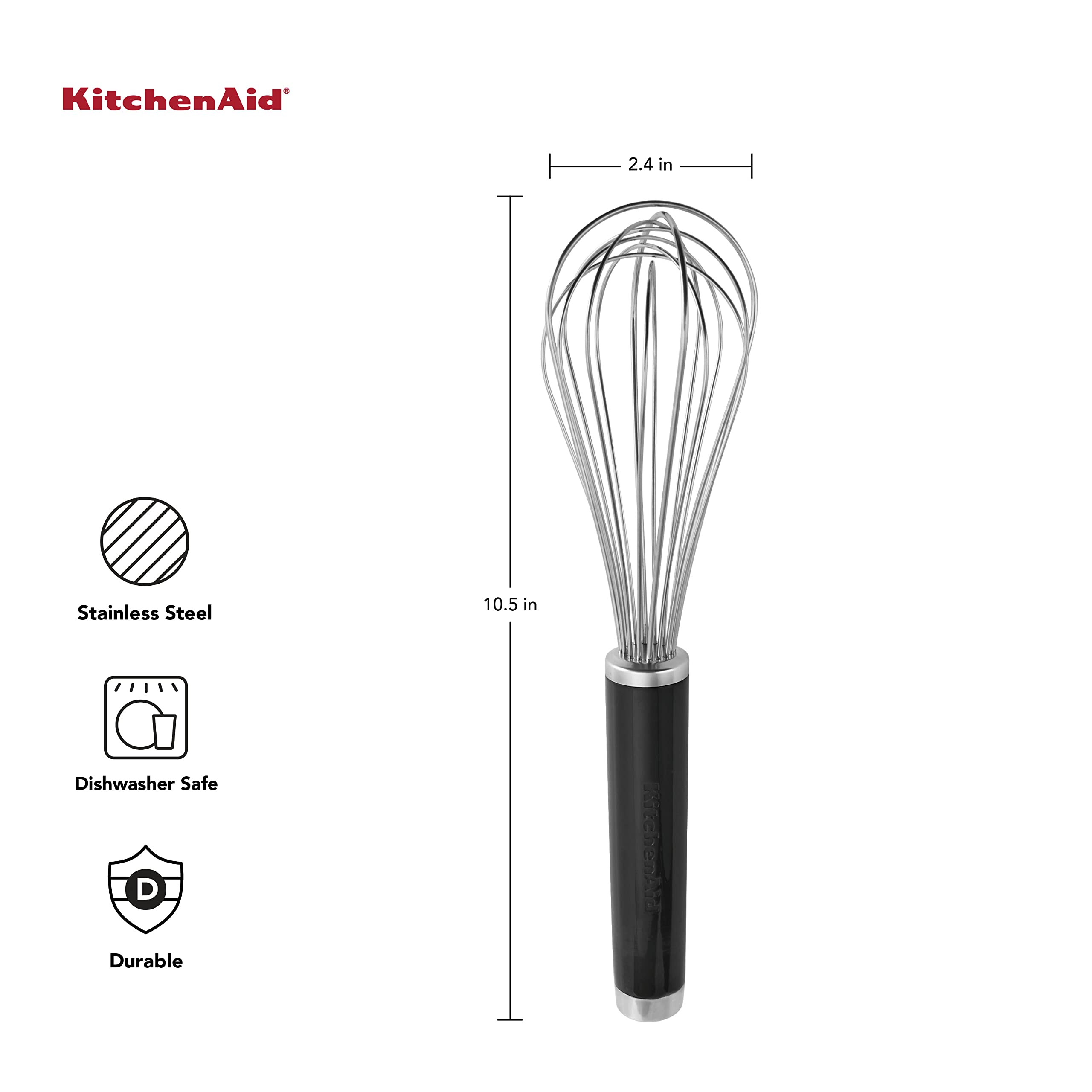 Kitchenaid Utility And Flat Whisk Set, Set Of 2, Black