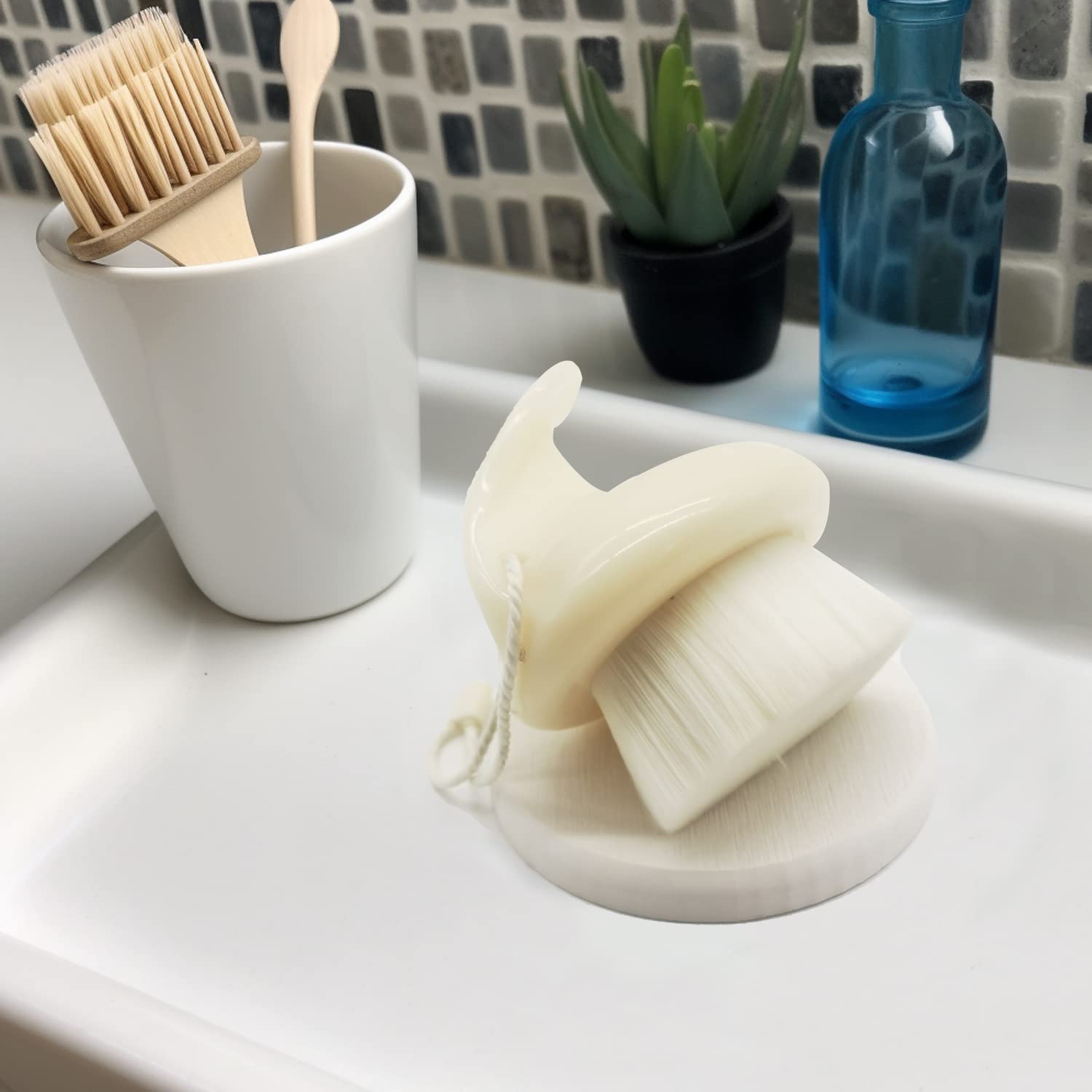 Mucco Water Absorbing Stone Tray For Sink, Water Absorbent Diatomite Coasters, Premium Diatomaceous Earth Soap Holder Dish,Fast