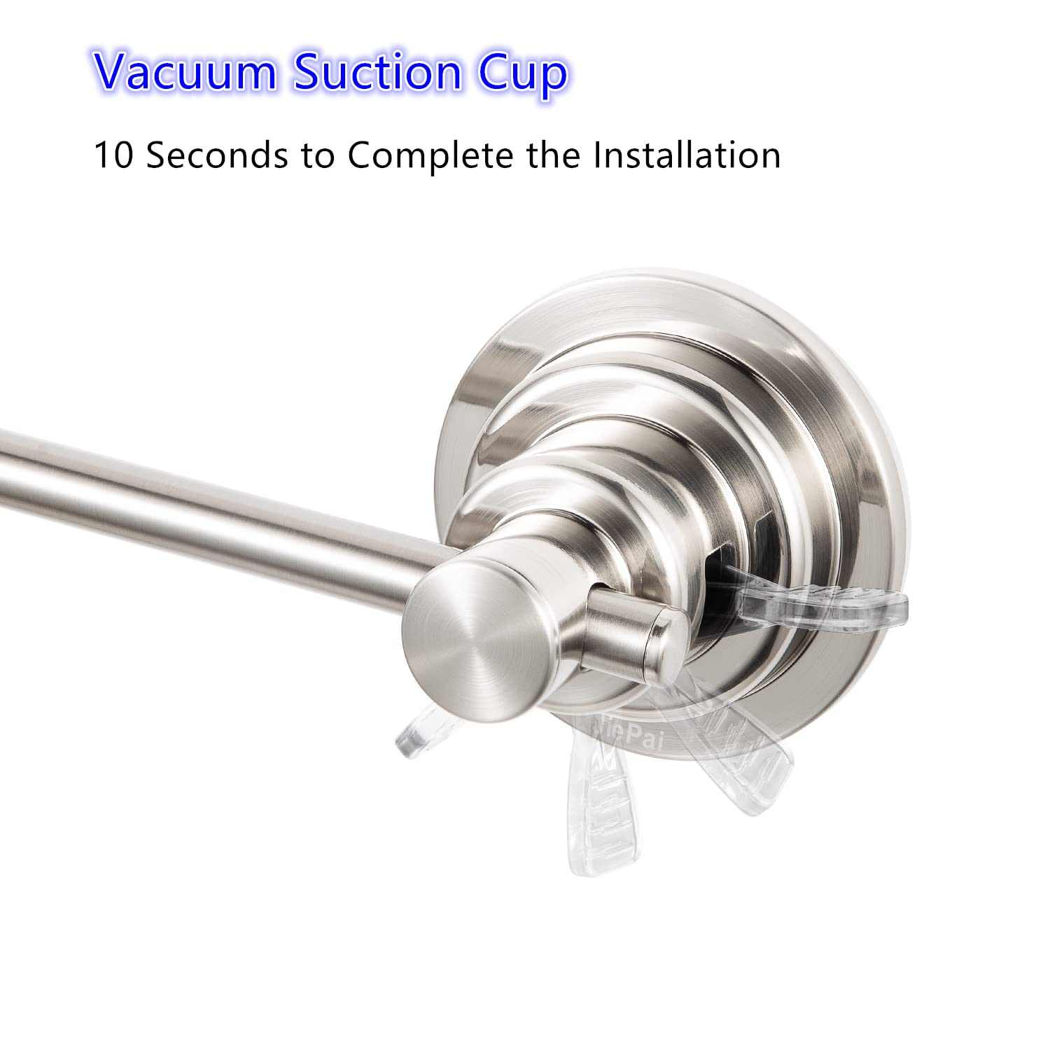 JiePai Suction Cup Towel Bar 16 Inch Removable Vacuum Suction Towel Holder Suction Towel Rack Brushed Nickel