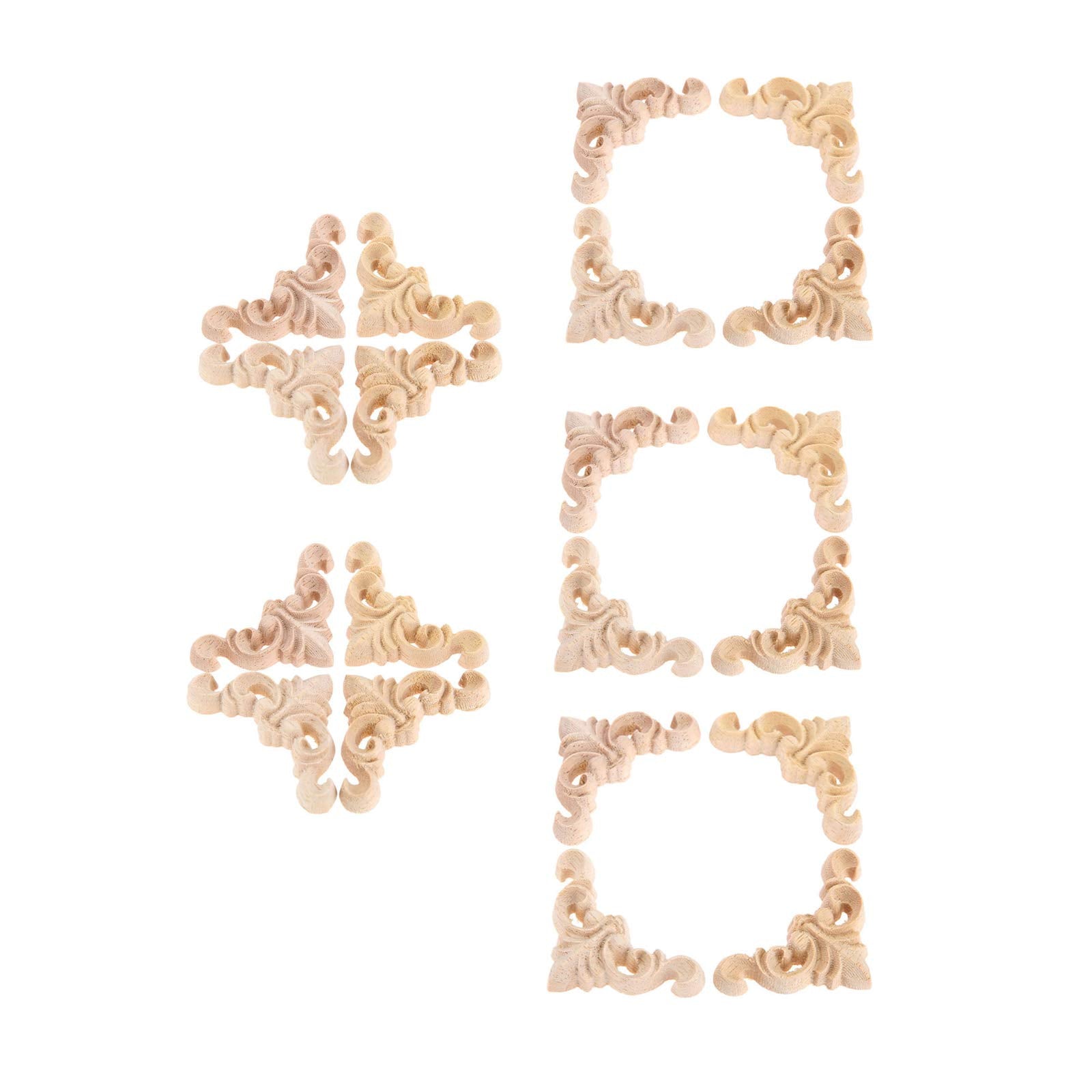 20Pcs Furniture Onlay Applique Frame for Home  4x4cm/1.57''x1.57''  Unpainted Woodcarving Corner Decal Cabinet Door Wall Ceiling Dresser