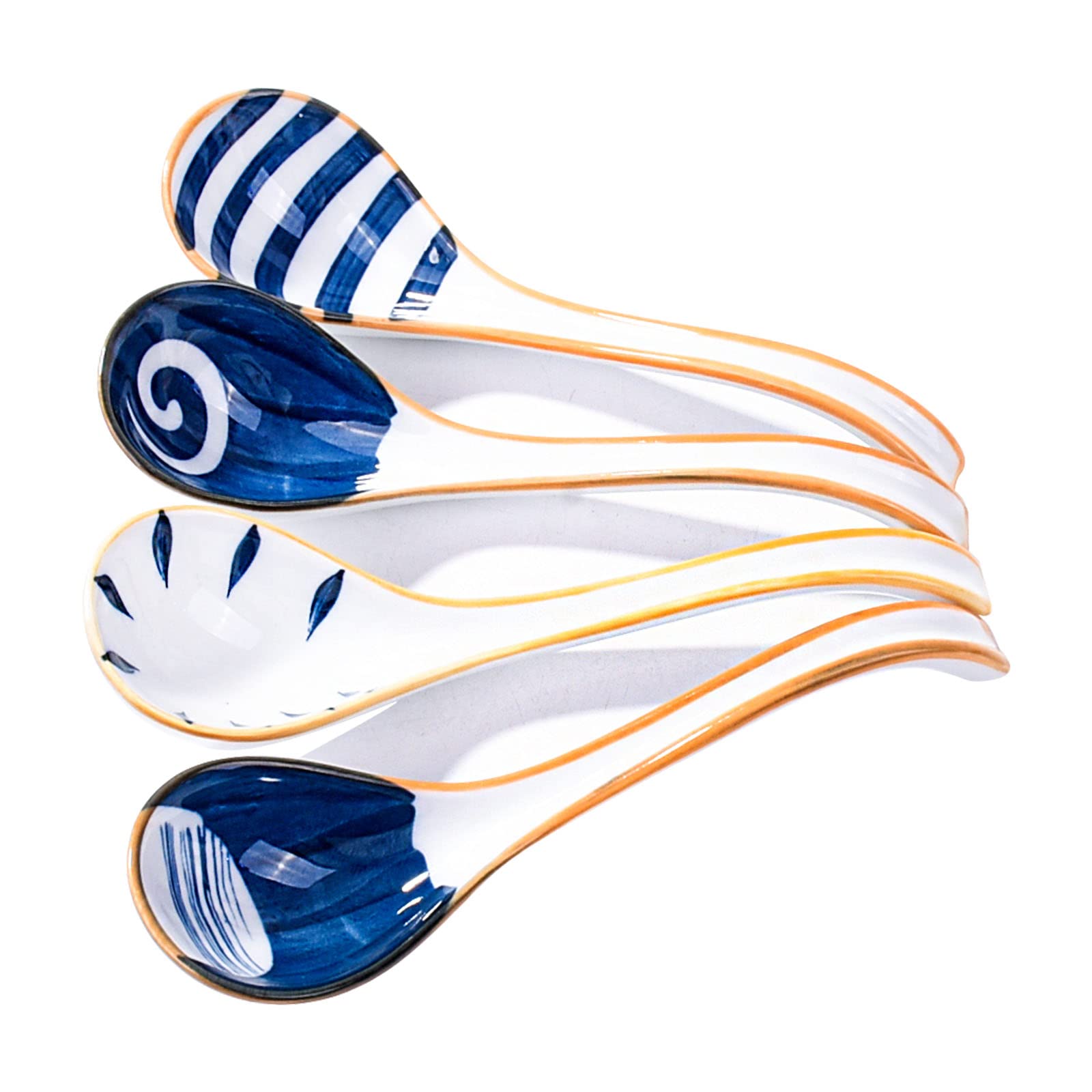 Asian Ceramic Soup Spoons Japanese Soup Spoon Set Of 4 Porcelain Long Handle Japanese Ramen Soopn For Pho Ramen Noodles Wonton D