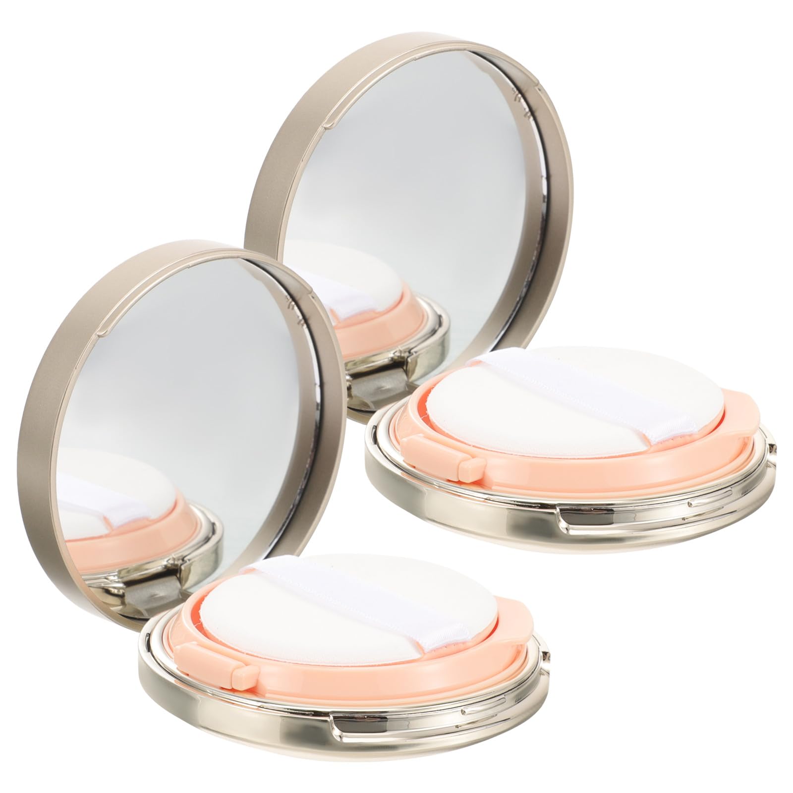 Mikinona 2 Pcs Ultrathin Empty Cushion Foundation Box with Mirror, Portable Refillable Compact Powder Container, Small Powder P