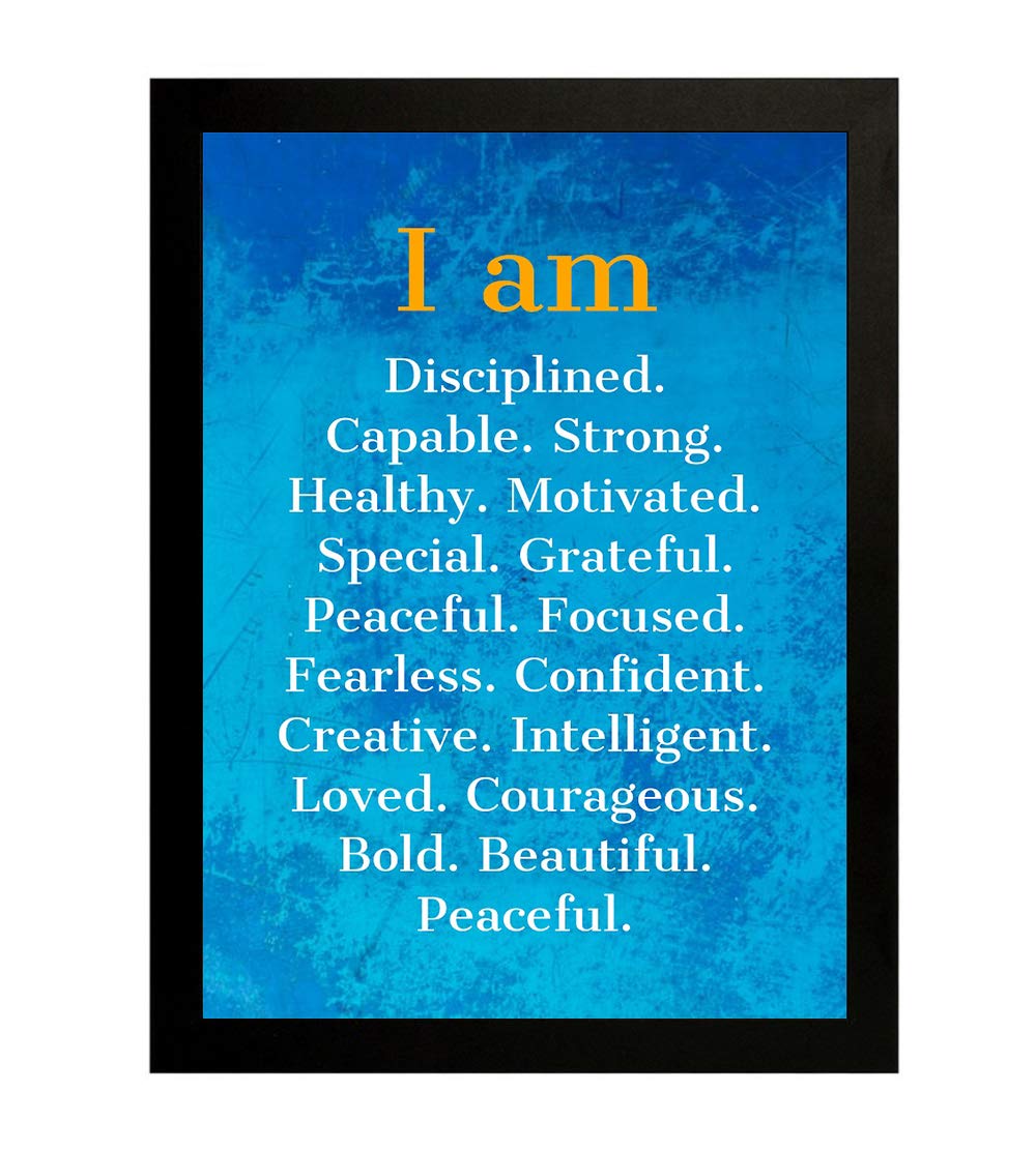 Interio Crafts Self Positive Affirmations Motivational Posters With Frame For Home Wall Decor - Blue (Frame Size :13X10 Inches)