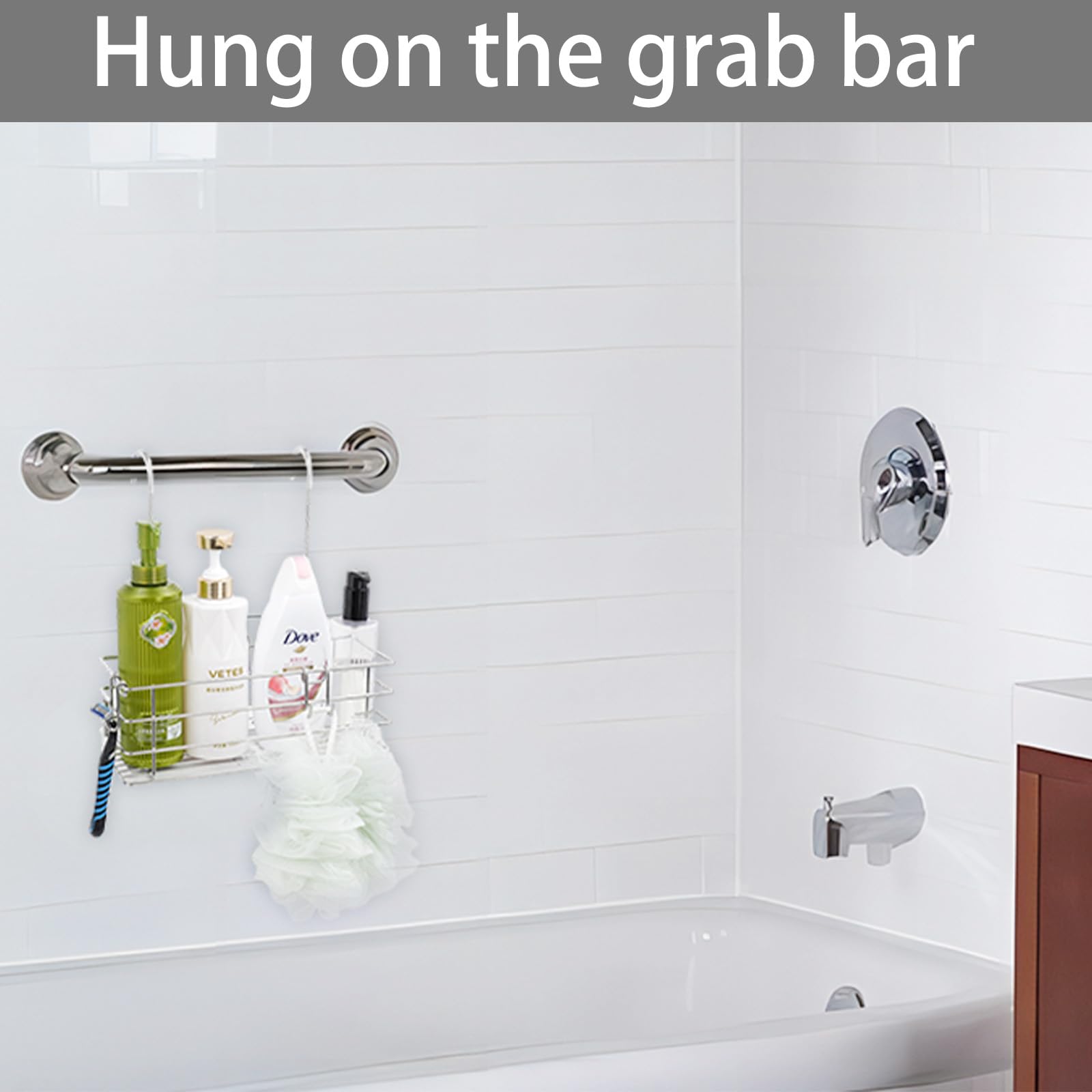 Seltomer Hanging Shower Caddy Shower Rack With Rotatable Hooks Bar Over The Door, Bathroom Hanging Shower Organizer & Shampoo Br