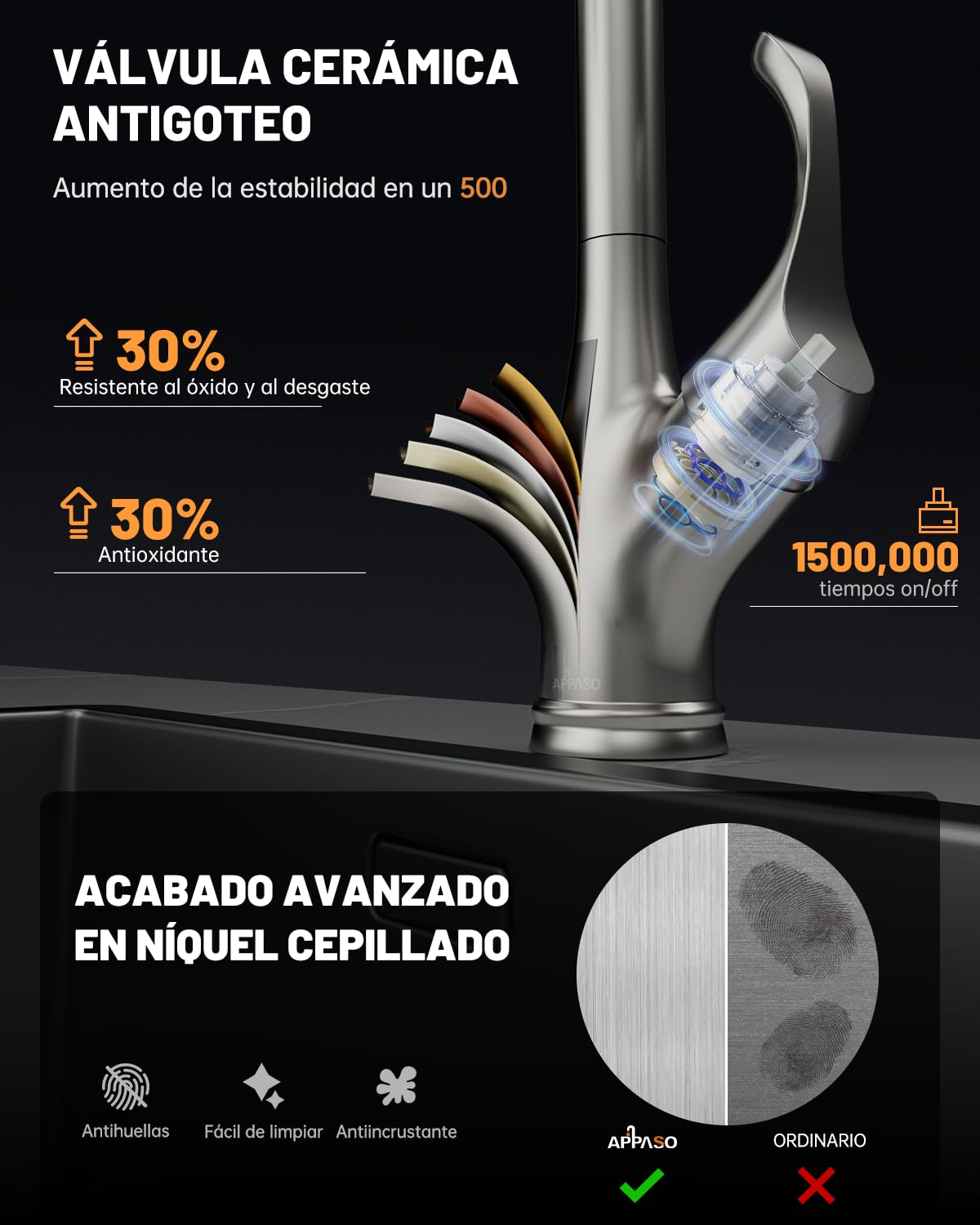 Appaso Pull Down Kitchen Faucet With Sprayer Stainless Steel Brushed Nickel - Single Handle Commercial High Arc Pull Out Spray H