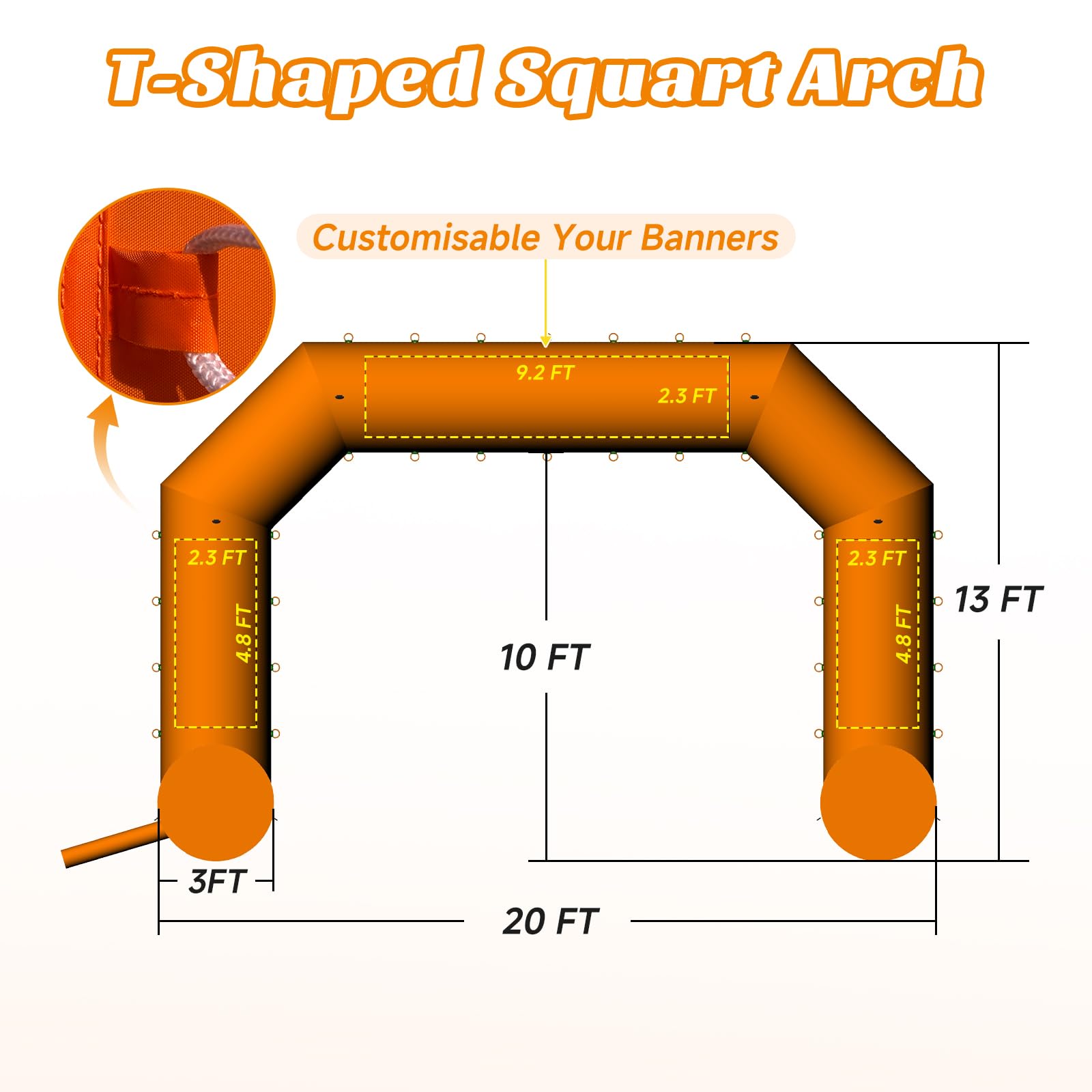 Cinnliy 20Ft Inflatable Archway,Orange Inflatable Start and Finish Arch Outdoor,Sport Blow up Arch Inflatable for Race Outdoor S
