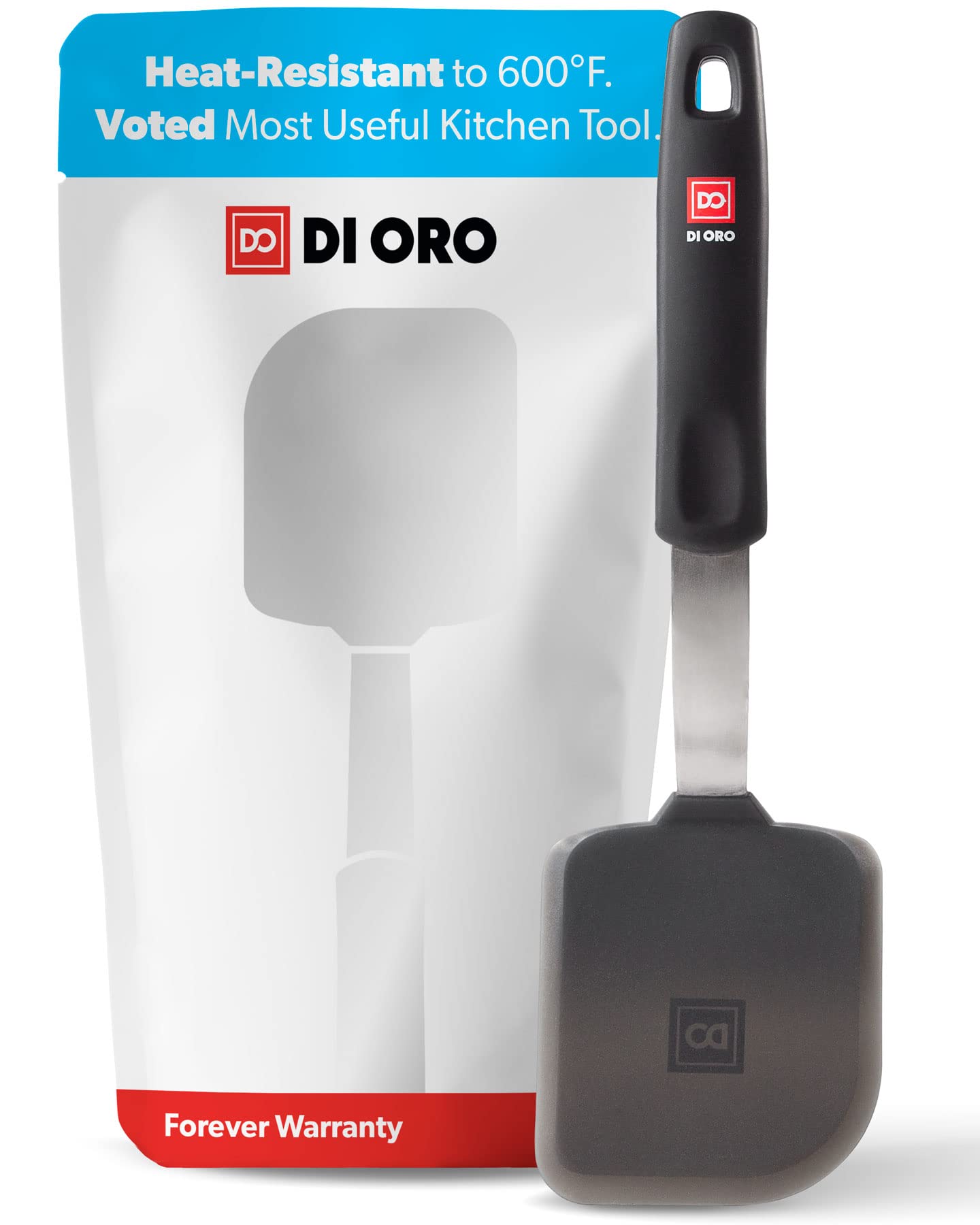DI ORO Small Silicone Spatula - Kitchen Spatulas for Nonstick Cookware - 600F Heat-Resistant Thin & Flexible Silicone Turner - B