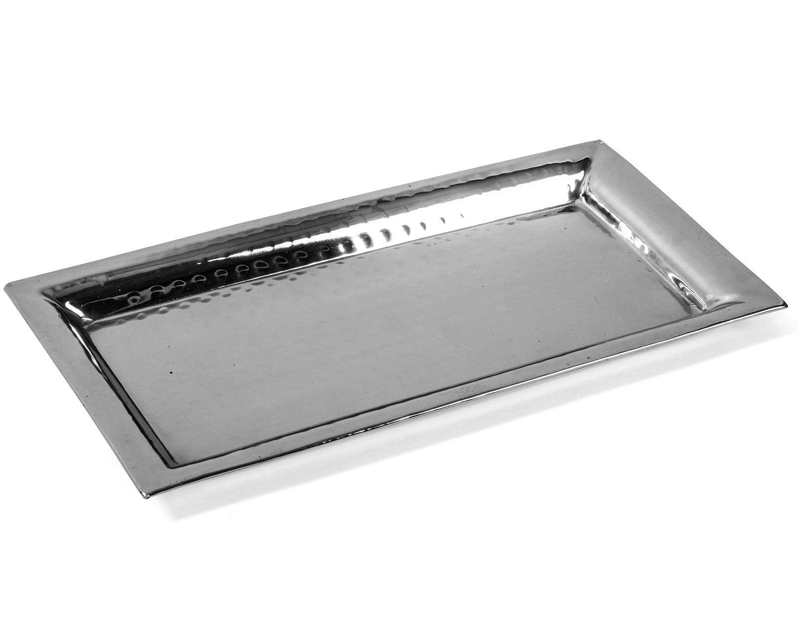 Colleta Home Silver Hammered Trays - Silver Serving Tray And Platters - Appetizer Tray - Chrome Platters (2 Pack Rectangle Platt