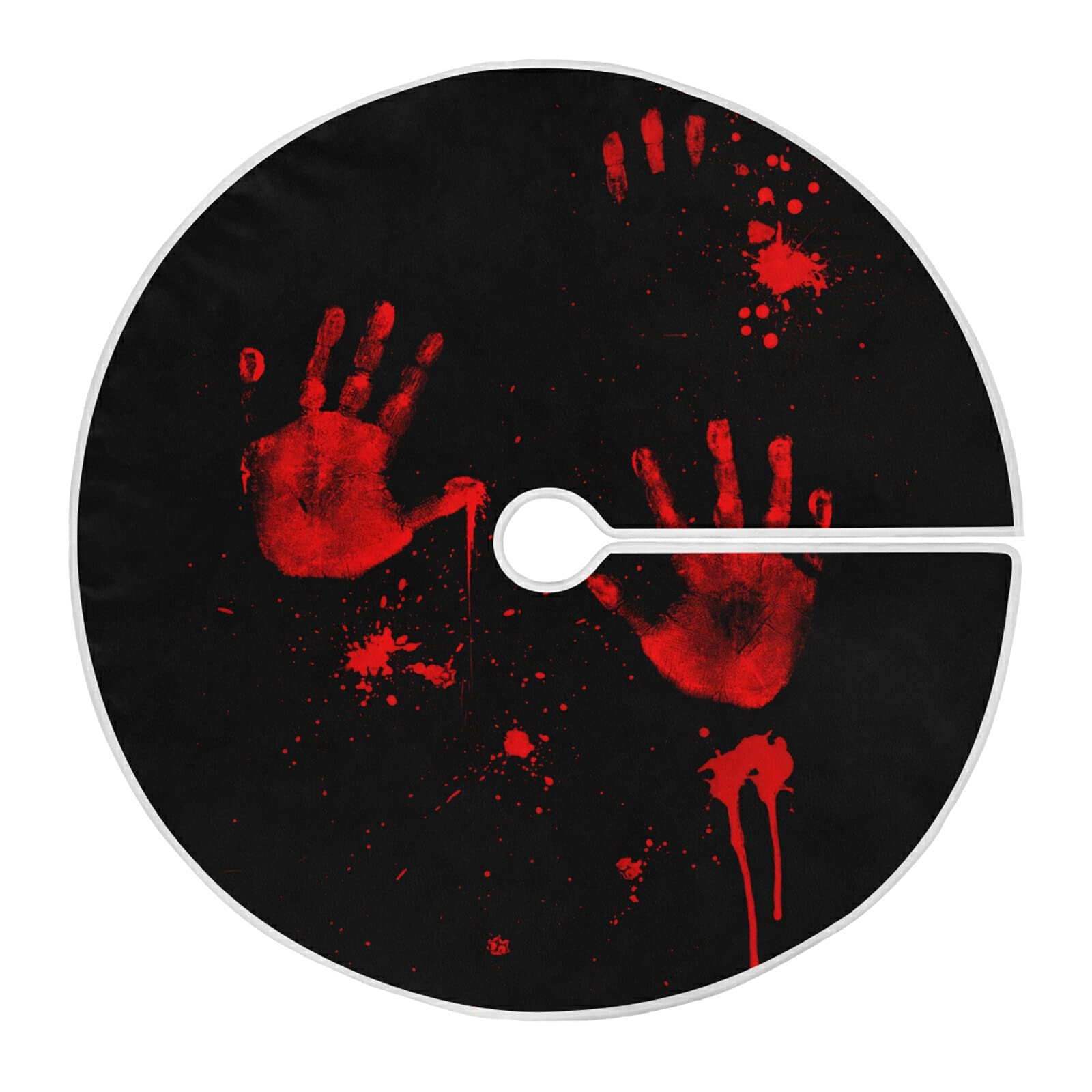 Halloween Bloody Hand Paw Spooky Tree Skirt, Seasonal Tree Mat Holiday Party Supplies Ornaments Indoor Outdoor Decorations for T