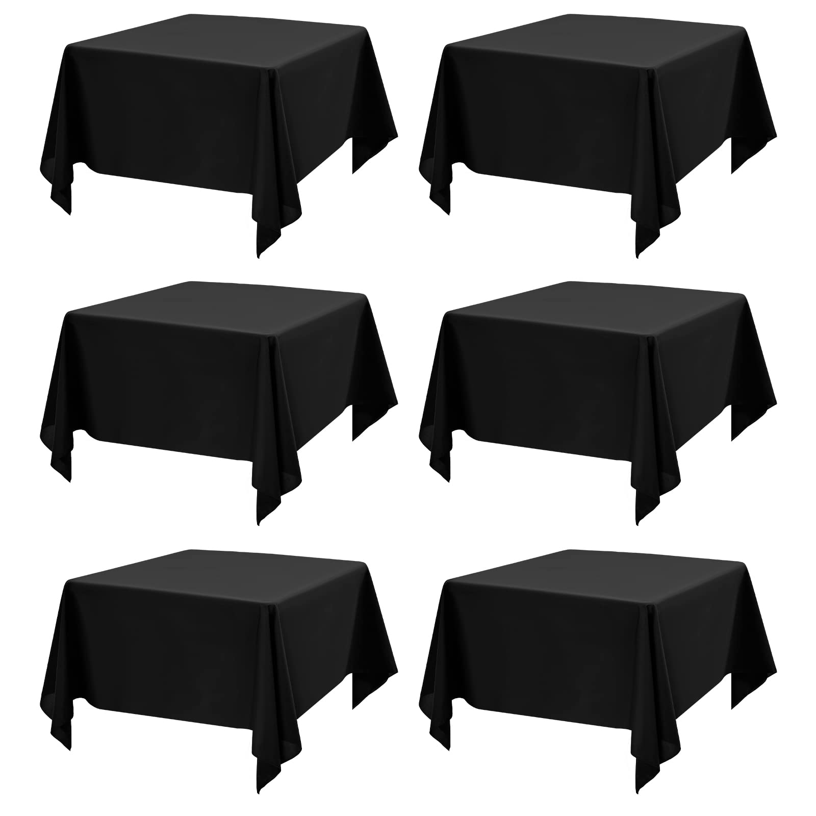 Pesonlook 6 Packs Square Tablecloth Black, 52  52Inch Square Table Cover Polyester Table Cloth Washable For Square Tables, Squar