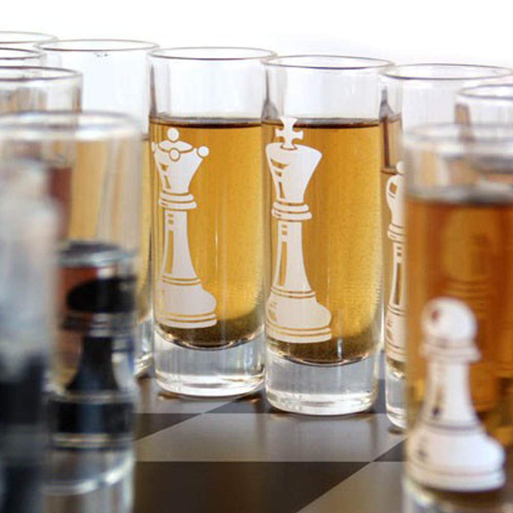 Barconic 32-Piece Chess Shot Glass Set - 2 Ounce