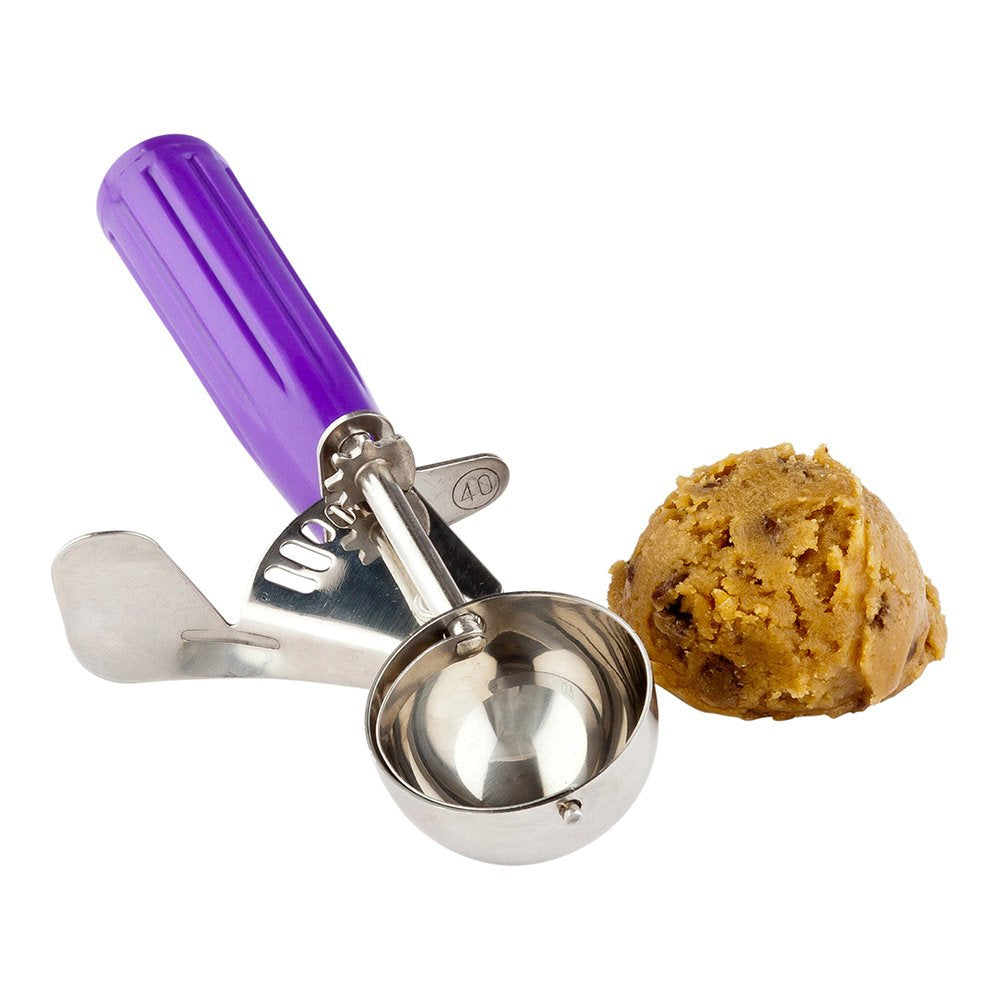 Restaurantware Met Lux 0.86 Ounce Portion Scoop 1 Trigger Release Cookie Scoop - With Orchid Handle Stainless Steel Disher For P