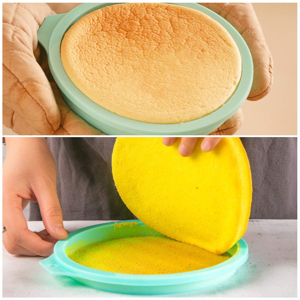 Timeset 4 Pcs Layer Cake Pan Set, 8 Inch Silicone Round Cake Mold Rainbow Non-Stick Baking Tins For Jumbo Whoopie Pie Cake Veget