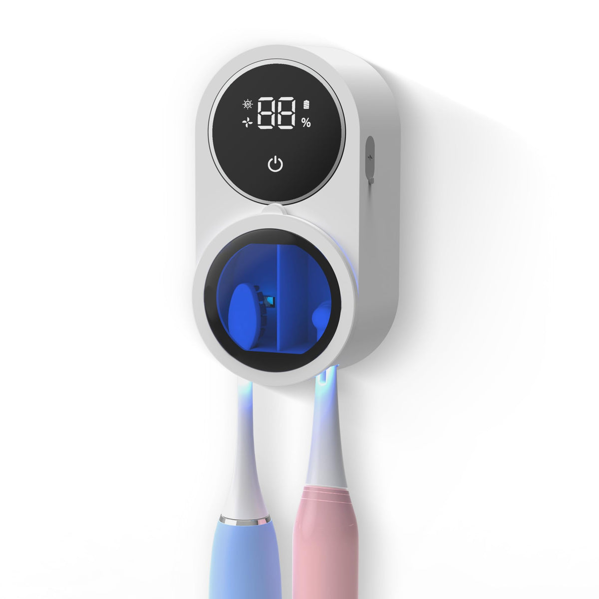 Wall Mounted Toothbrush Holder And Cleaner Smart Light Cleaning And Fan Drying Automatic Rotating Cover Toothbrush Case With Dig