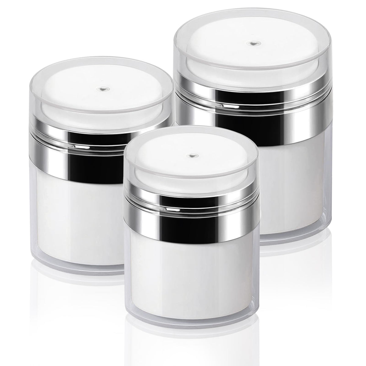 3Pack Airless Pump Jars Mixed(0.5Oz+1.0Oz+1.7Oz) Moisturizer Pump Dispenser Air Pump Container For Cream, Drunk Elephant Contain