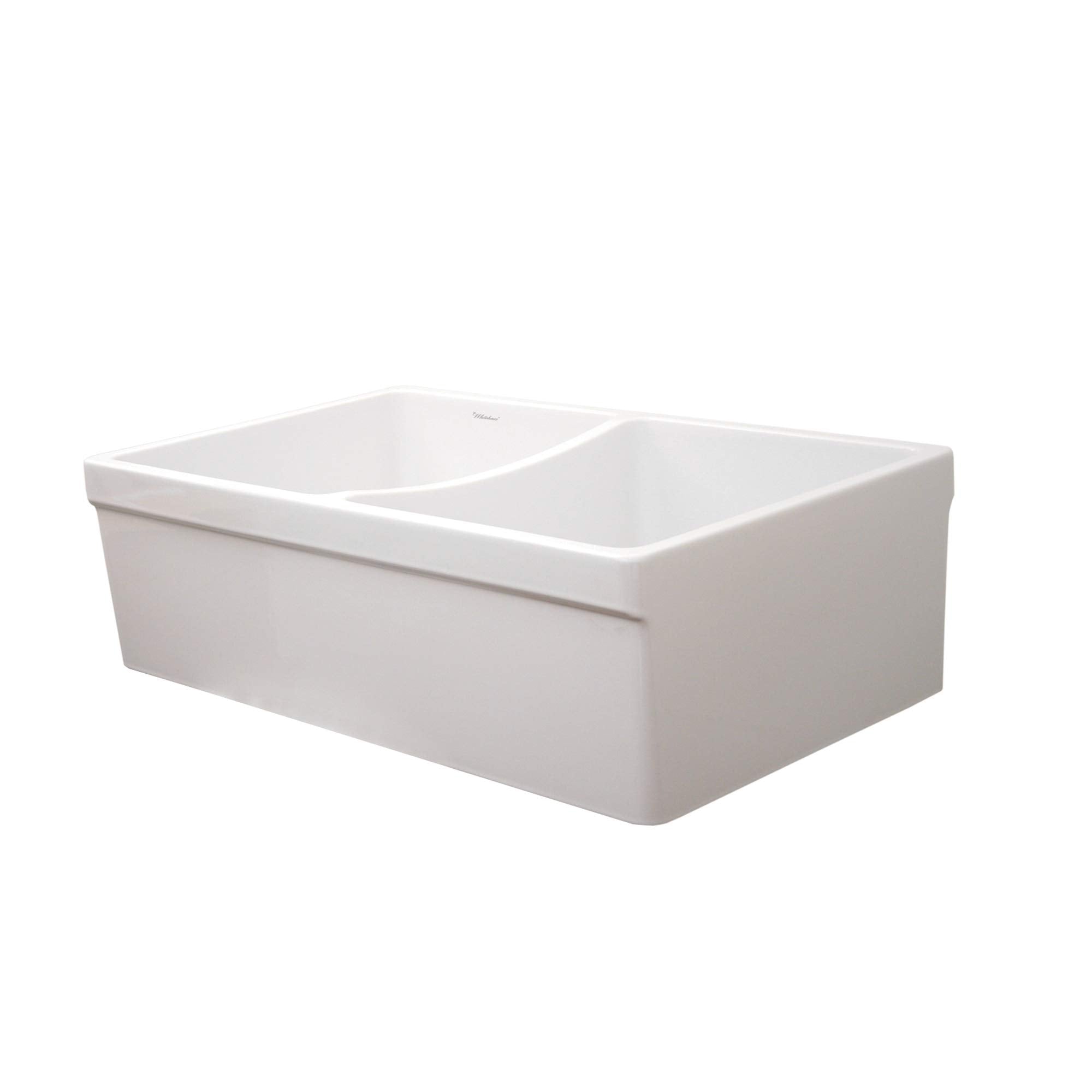 Whitehaus Collection Whqdb532-White Fireclay Kitchen Sink, 33'' X 20'', White/Brushed Nickel