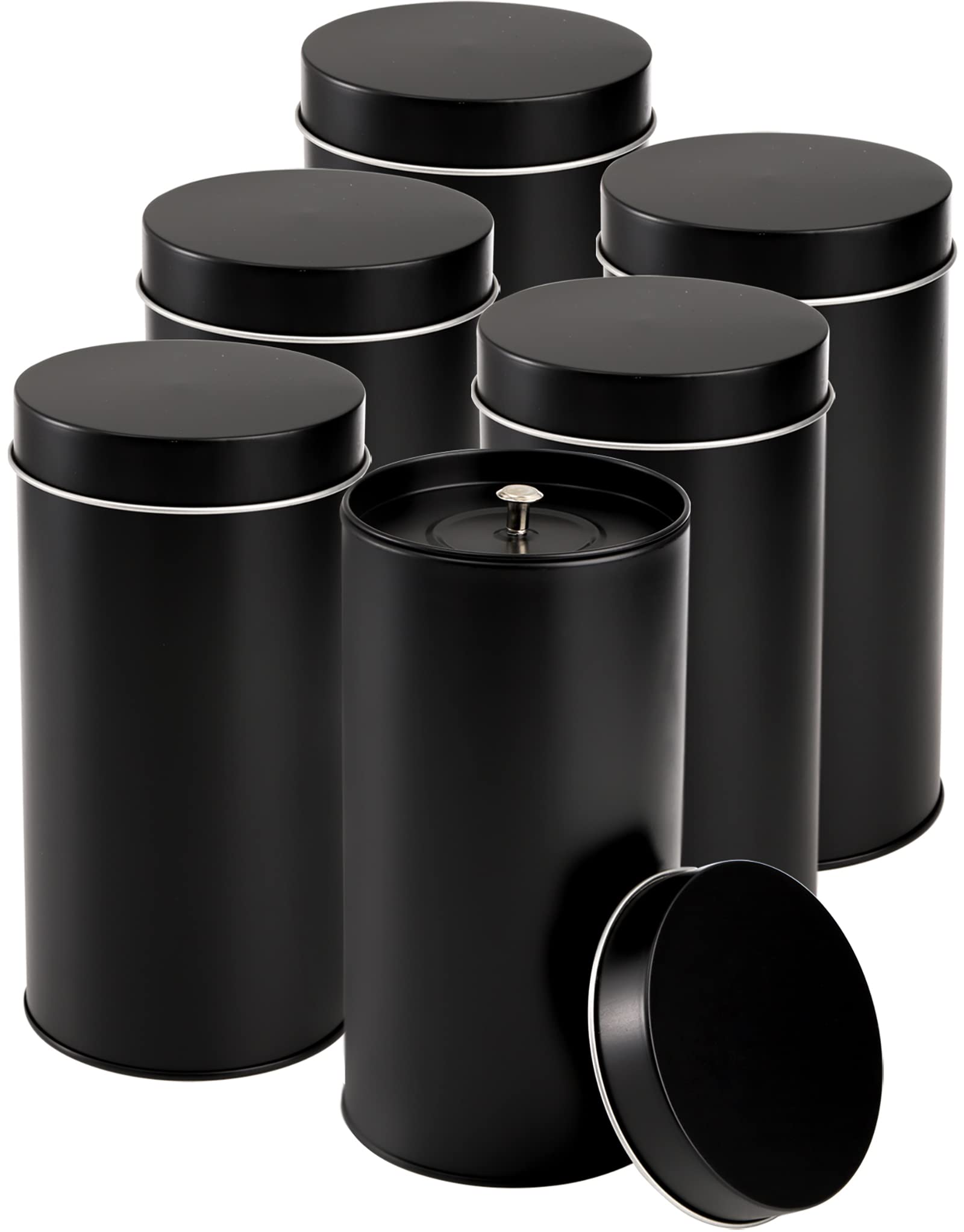 Yesland 6 Pack Tea Tin Canister With Airtight Double Lids, 32 Fl Oz Tin Can Box And Large Round Kitchen Canisters For Loose Tea,