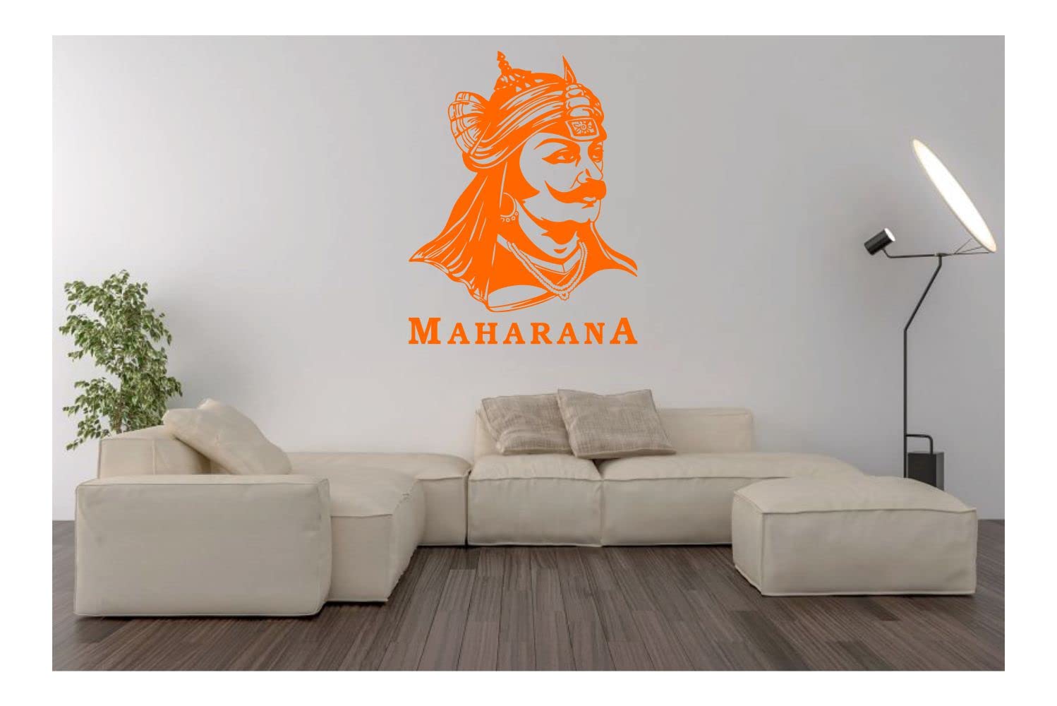 decalbazaar Vinyl Maharana Pratap Singh Glossy Glass Wall Sticker, 23 x 18 Inches Orange