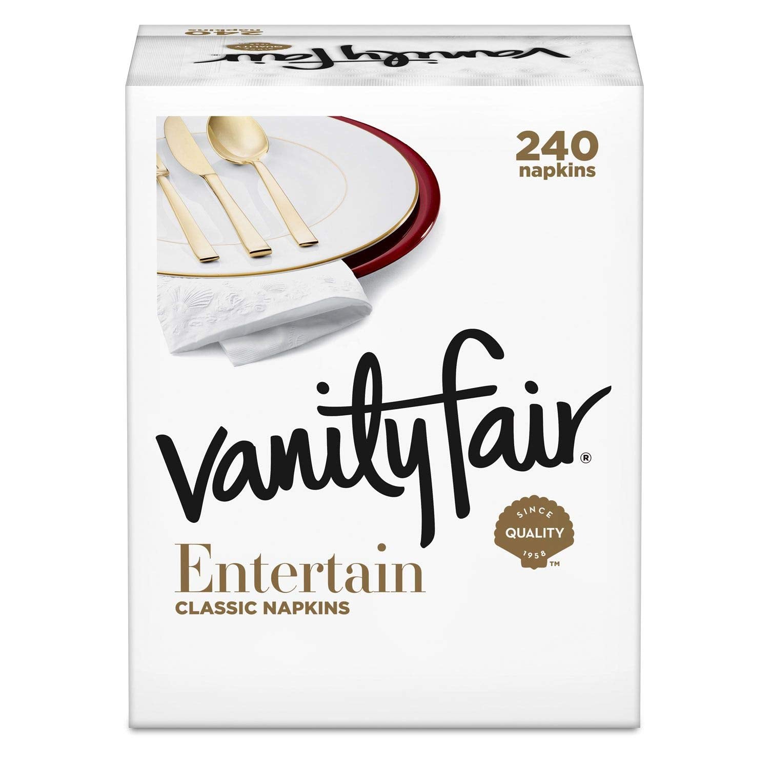 Vanity Fair 831047 Impressions Dinner Napkins, 3-Ply, 15 X 17, White, 240/Carton