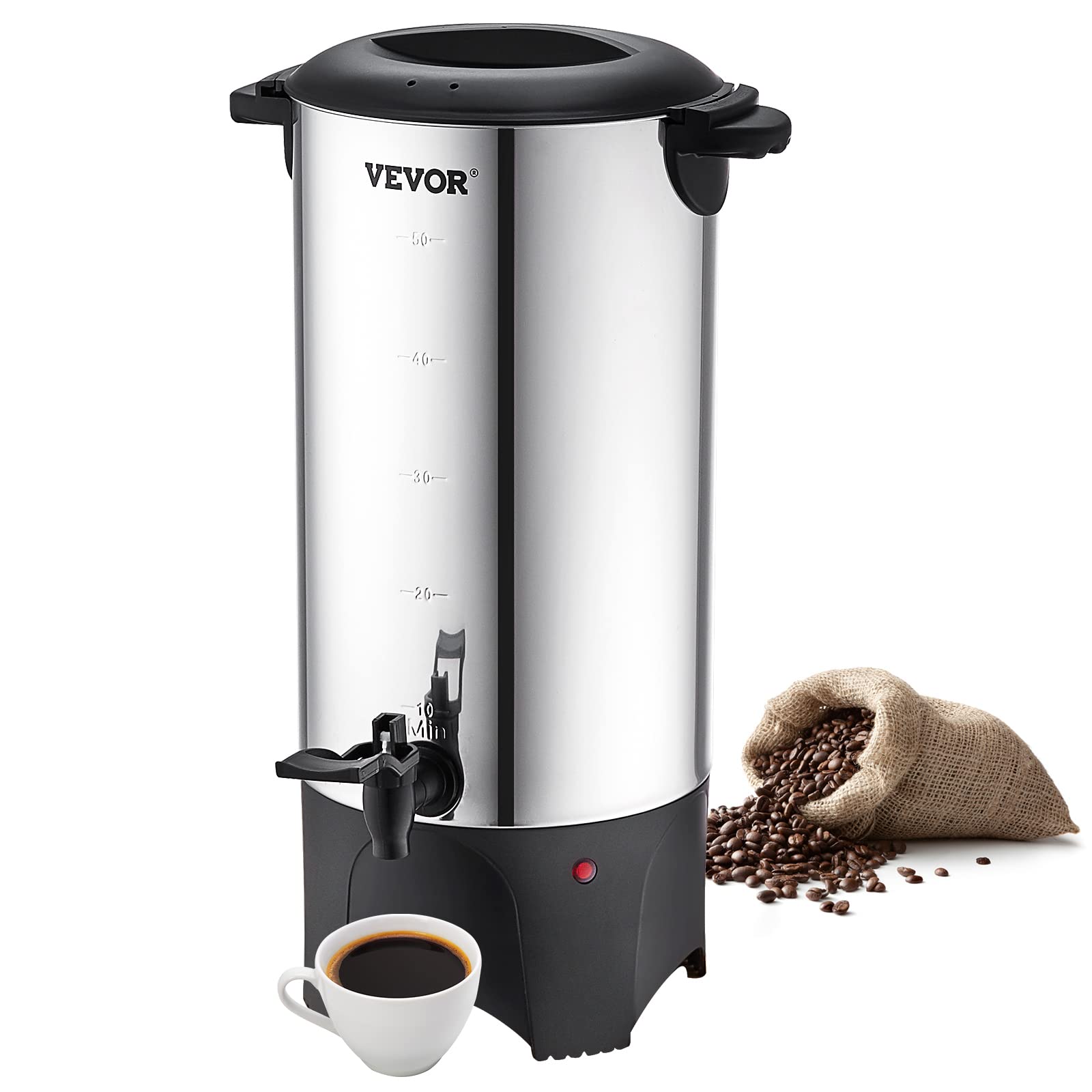 VEVOR Commercial Coffee Urn, 50 Cups/7.5qt Stainless Steel Large Coffee Dispenser, 1000W 110V Electric Coffee Maker Urn For Quic