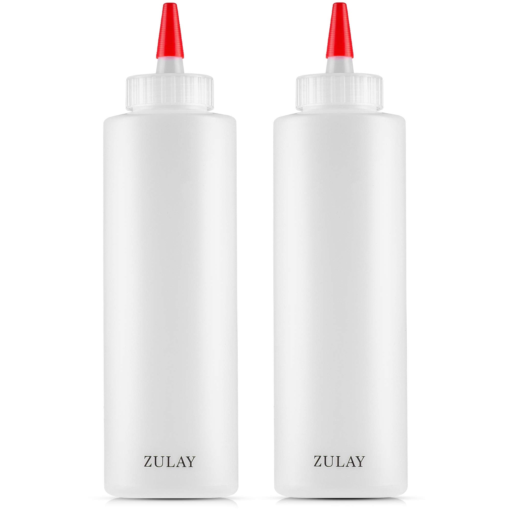 Zulay Kitchen 2 Pack Squeeze Bottles - 17Oz Plastic Squeeze Bottles For Sauces - Condiment Squeeze Bottles With Wide Mouth - Squ