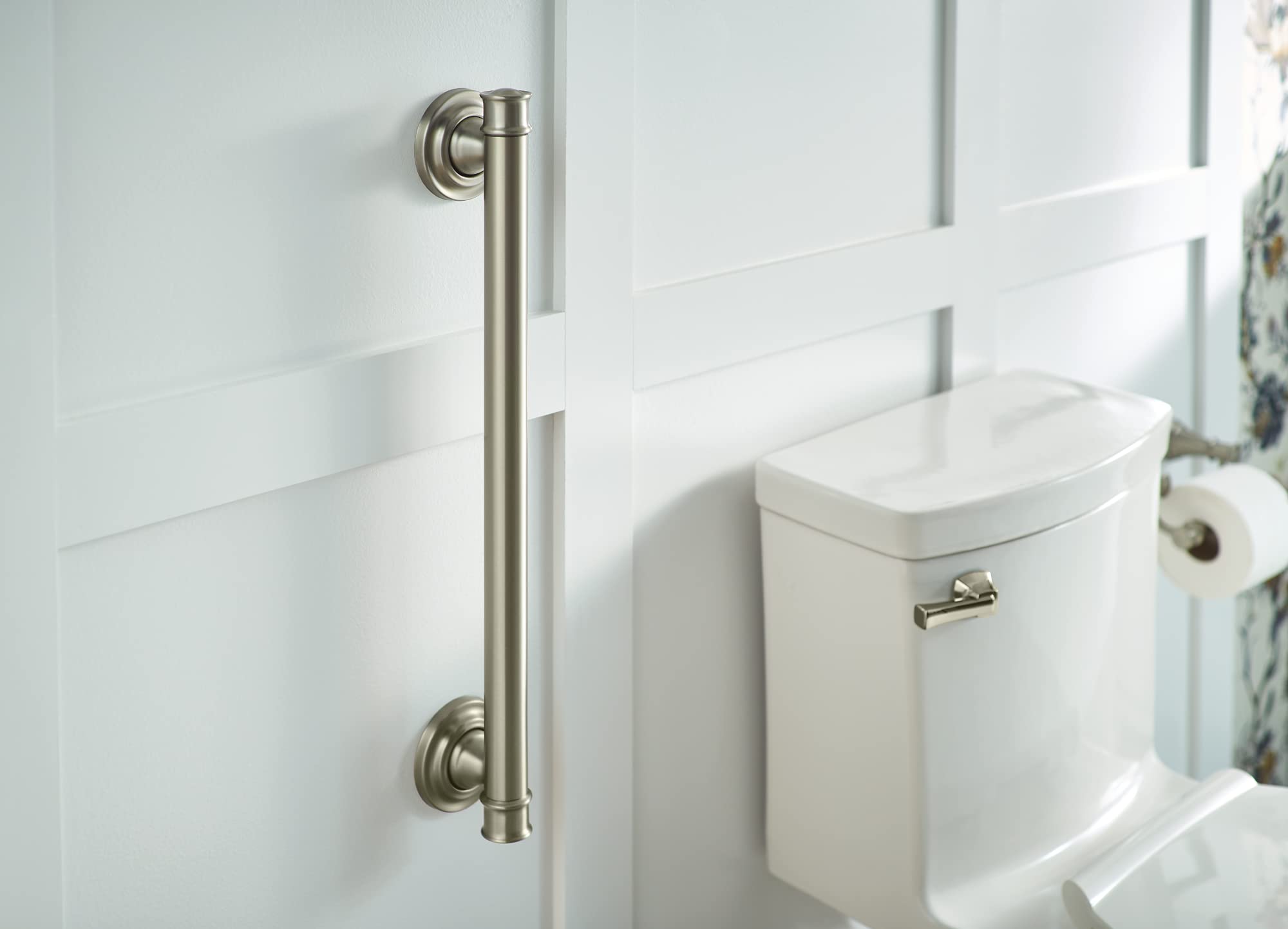 Moen Yg6424Bn Bathroom Safety 24-Inch Stainless Steel Traditional Bathroom Grab Bar, Brushed Nickel