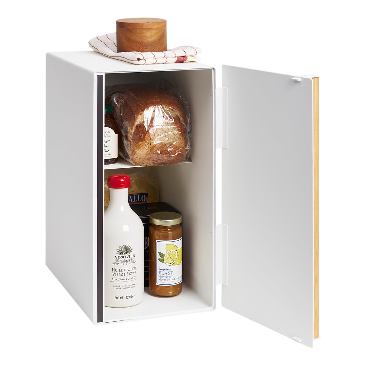 YAMAZAKI Home Tosca Bread Box Keeper Holder Container, Metal Bread Holder Saver, Slim Space Saving Counter Storage - Vertical - 