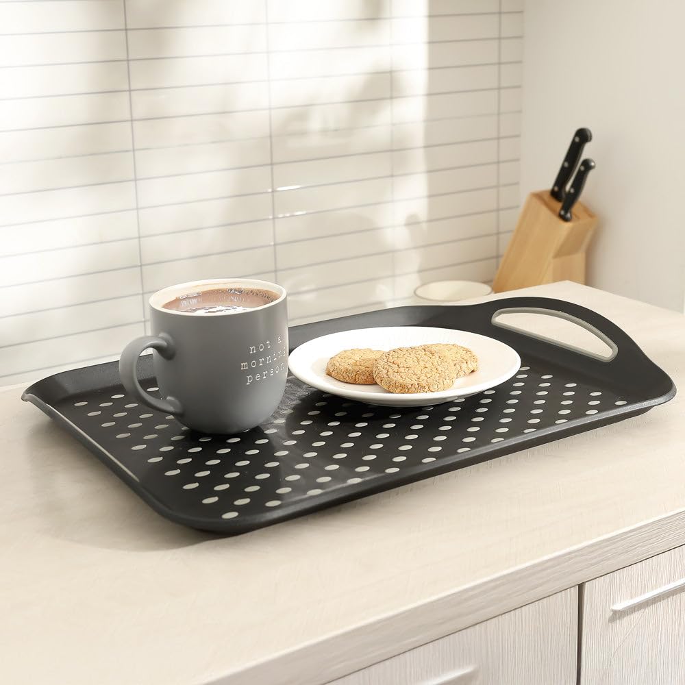 Enhabit Vente Serving Tray With Side Handles | Serving Tray For Home Kitchen And Dining Table | Tea Tray | Ideal For Breakfast L