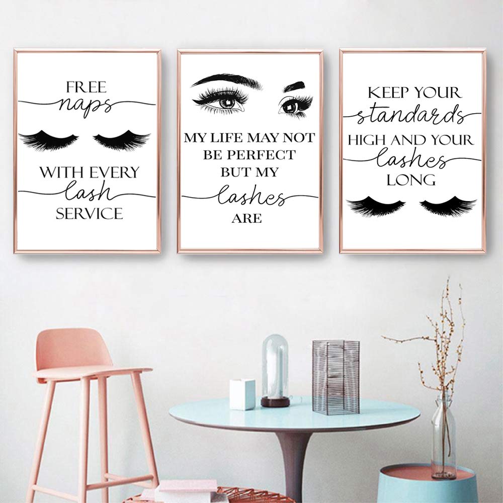 Beauty Salon Wall Decor Eyelashes Guide Poster Makeup Wall Art Decor Esthetician Gift Canvas Print Lash Bundle Fashion Wall Art