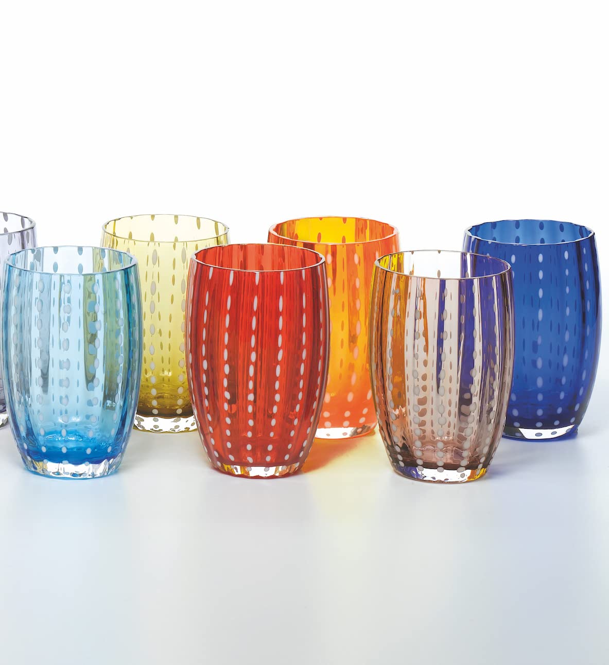 Zafferano Perle Beverage Glass Red (Set Of 2) 16 Fl Ozs., 5.3'' Height, Colored Murano Glass