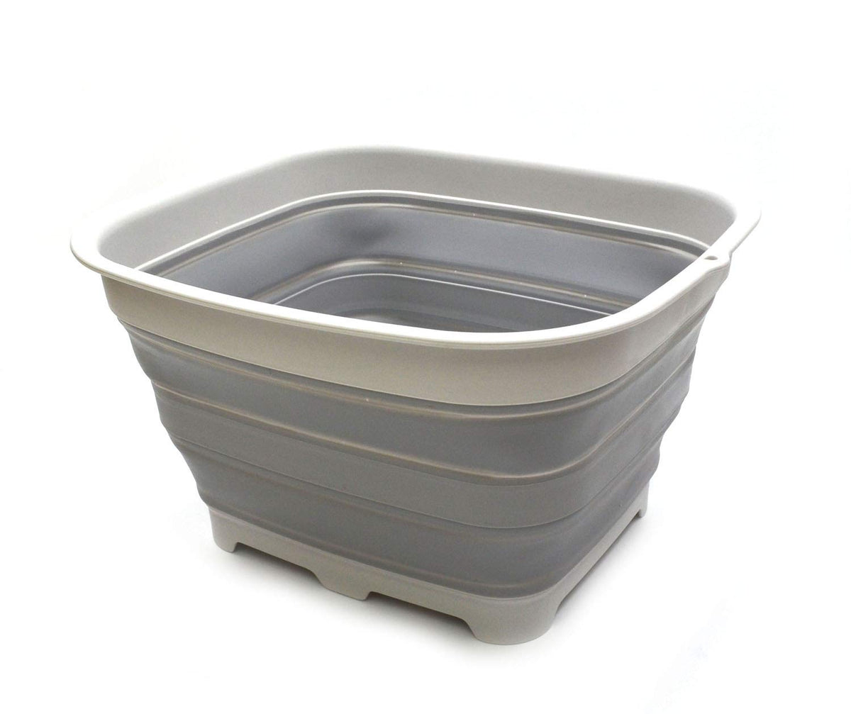 Sammart 15L (3.9 Gallon) Collapsible Dishpan With Draining Plug - Foldable Washing Basin - Dish Washing Tub - Washing Up Bowl -