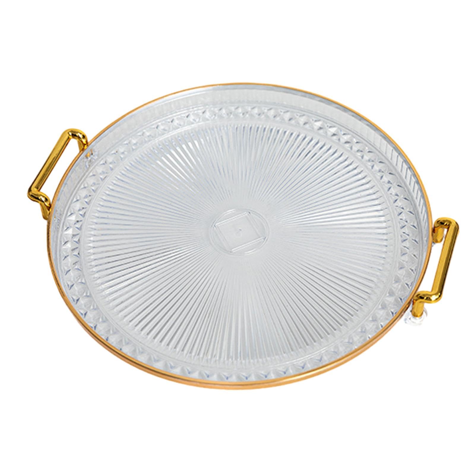 Zoomella Round Serving Tray Eating Storing Vanity Platter Breakfast Tray With Handles Clear A|Home & Garden|Kitchen, Dining & Ba