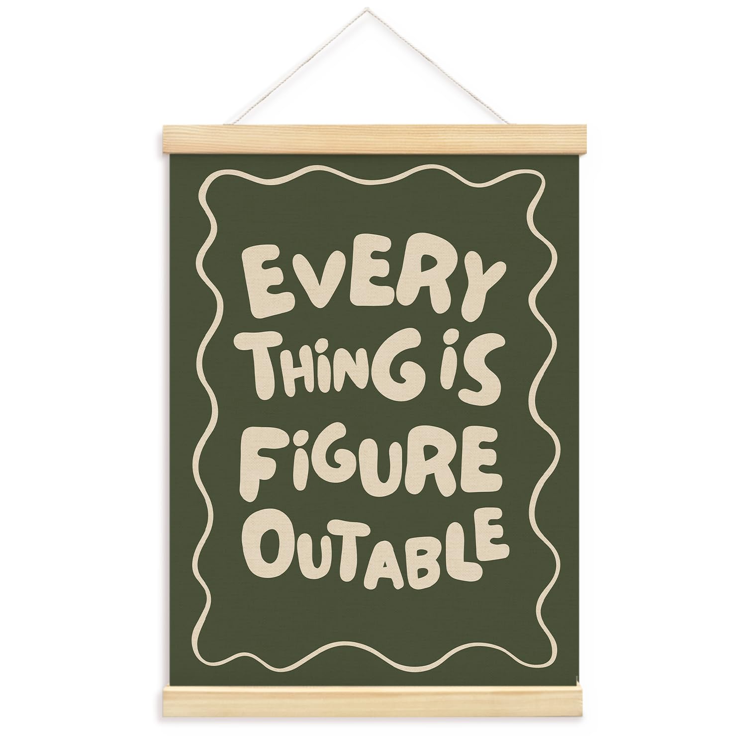Yzsla Inspirational Everything Is Figureoutable Classroom Wall Art Green Motivational Office Hanging Prints Wall Decor,Trendy Po