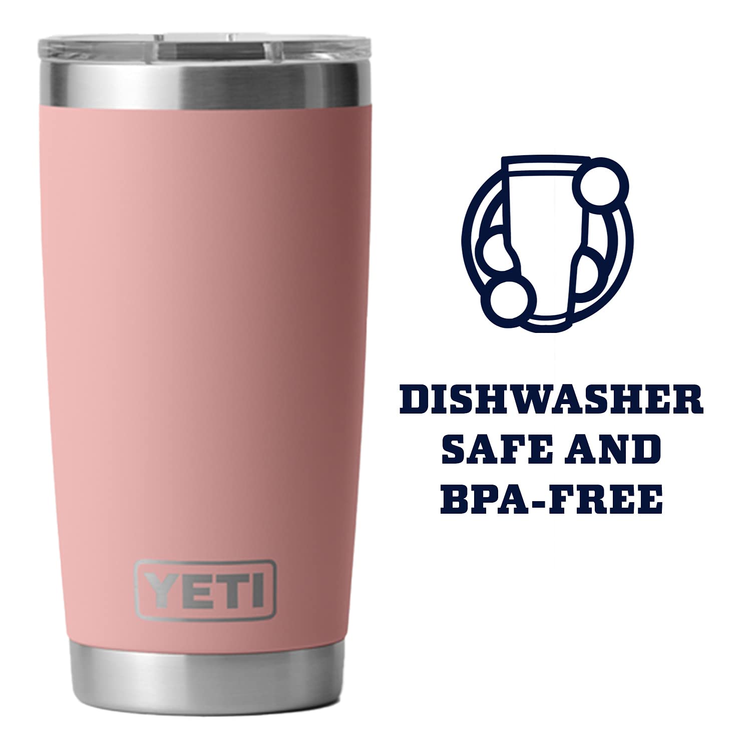 Yeti Rambler 20 Oz Tumbler, Stainless Steel, Vacuum Insulated With Magslider Lid, Sandstone Pink