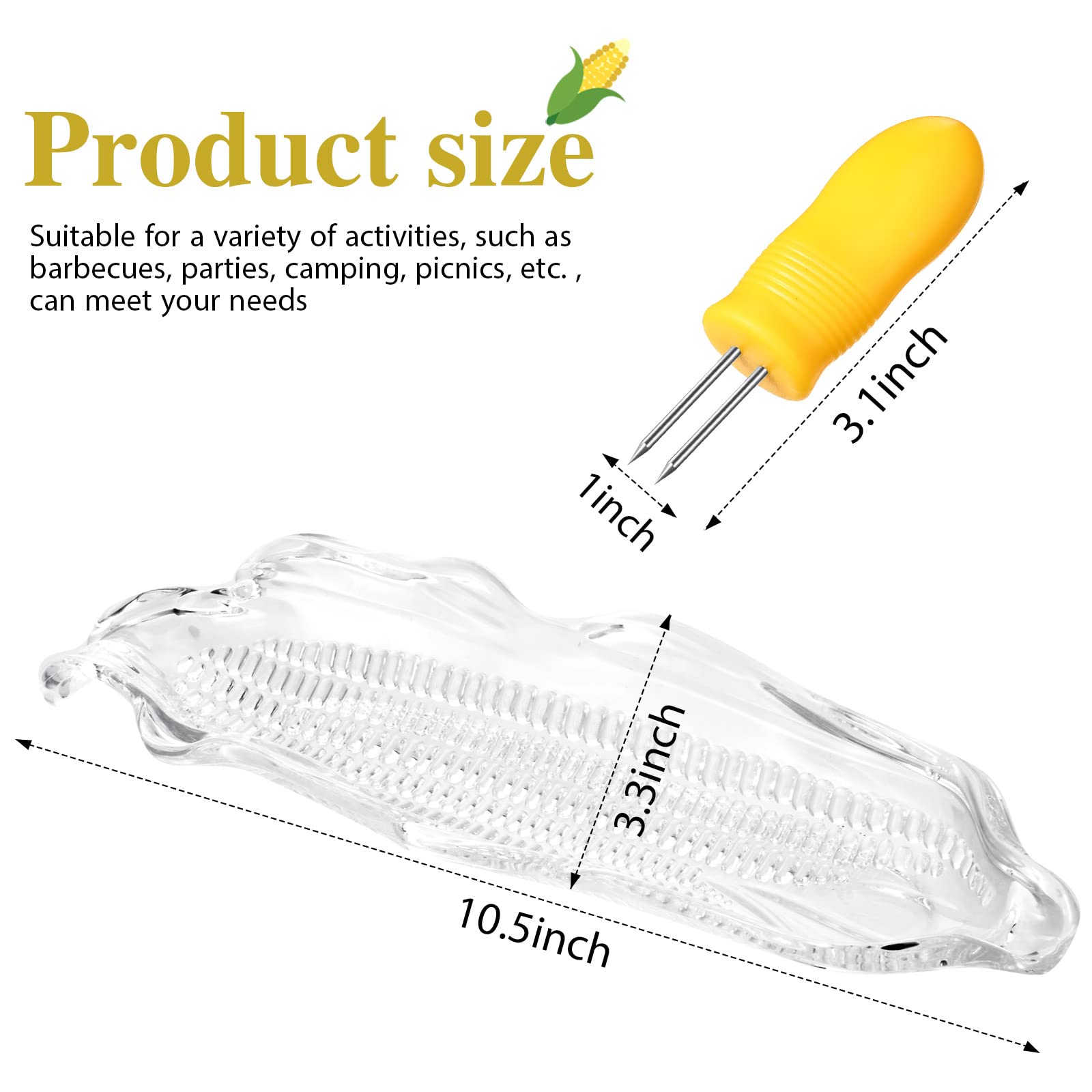 12 Pieces Corn Cob Holders And Dish Set Transparent Dish Stainless Steel Skewer Needle Bbq Tool And Plastic Corn Tray