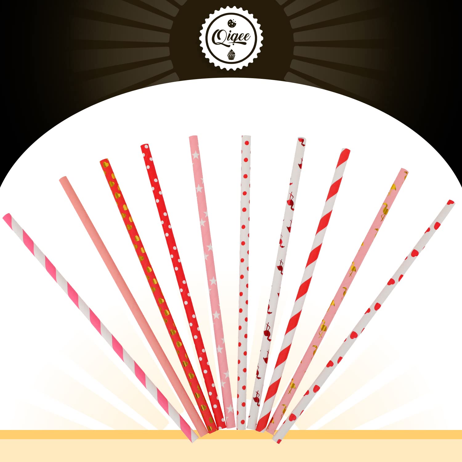 Valentine Paper Straws For Drinking Disposable Straws 150Pcs Disposable Straws Bulk?10 Pattern?Qiqee