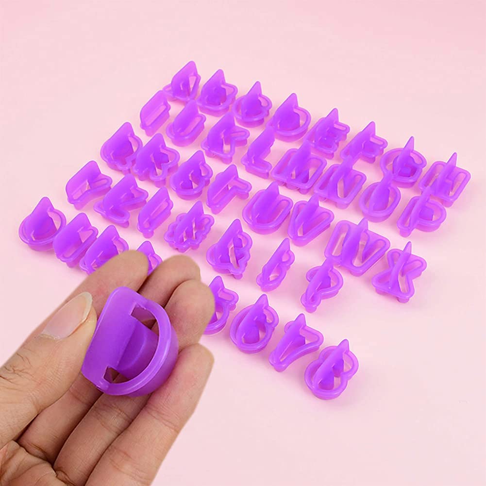 Blingkingdom 40Pcs Alphabet Cookie Cutters Set Purple Plastic Letter Icing Cake Decorating Fondant Number Cutters Mould Tools Fo
