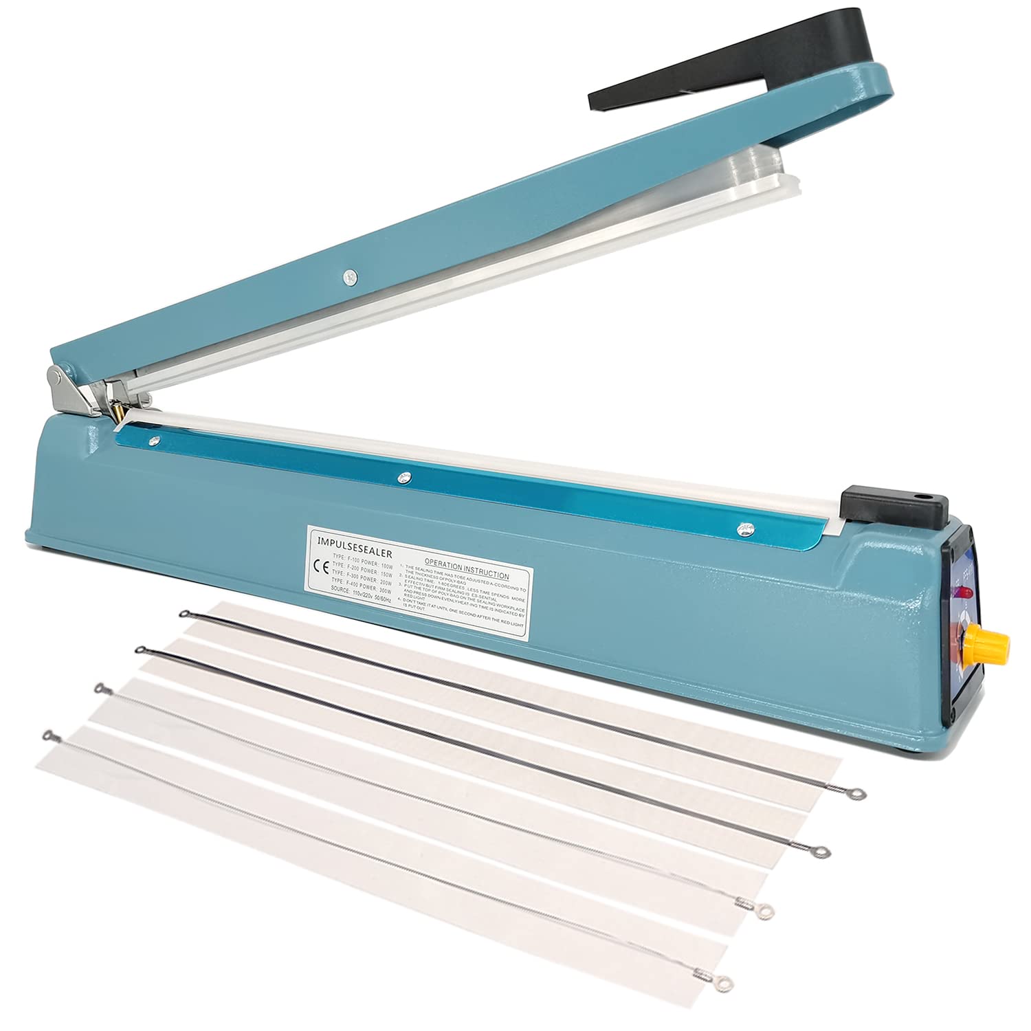 SEELAUGH Impulse Sealer 16 inch Heat Sealer for Plastic Bags, Metal Plastic Bag Sealer Heat Seal, Mylar Bag Sealer, Manual Poly 