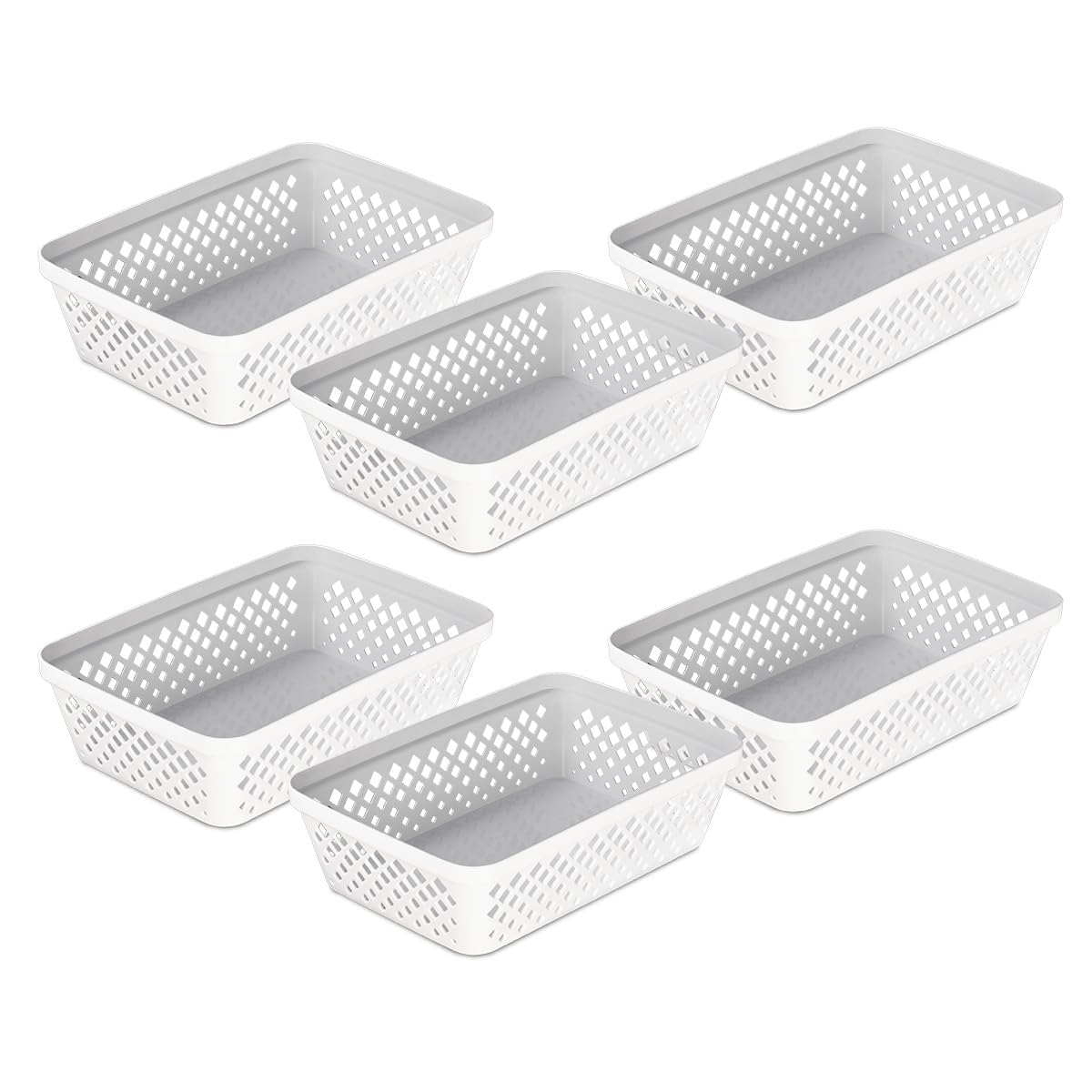 Glad Plastic Storage Basket Set - Multipurpose Drawer Trays, Kitchen Pantry Containers, and Bathroom Bins - 6 Pack Medium Organi