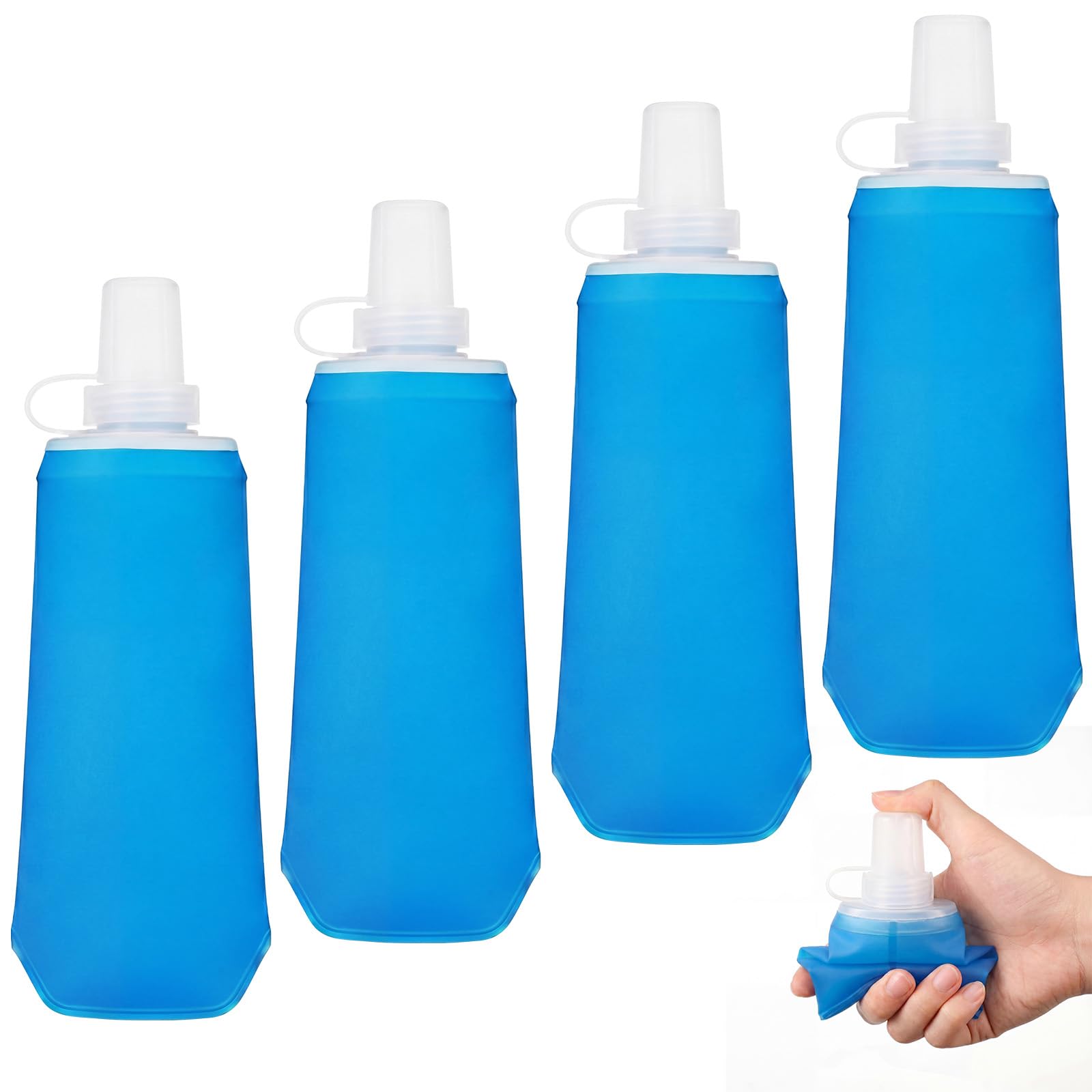 LemonRoad 4 Pcs 250ml Collapsible Soft Water Bottle for Running, TPU