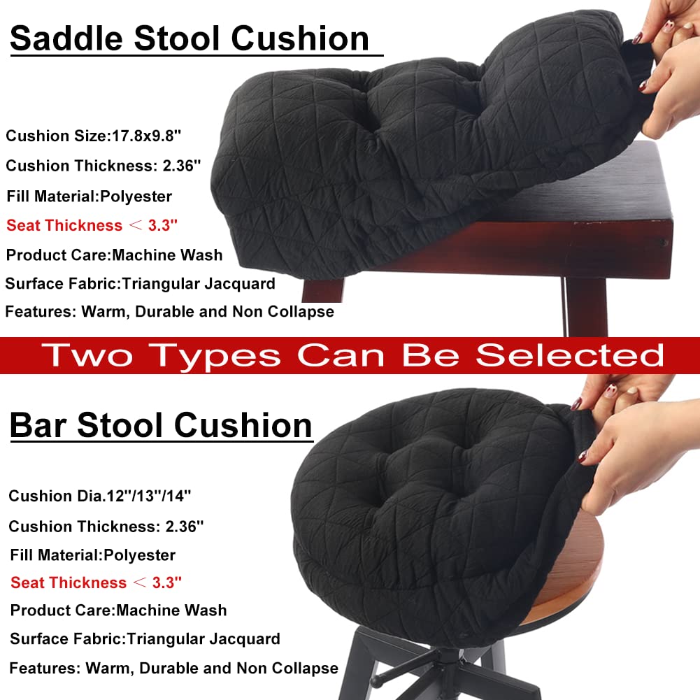 Buyue Seat Cushion For Round Bar Stool, Dia.14 Luxury Fashion Jacquard With Anti-Skid Silicone Bar Stool Cushion Padded (Dark Gr