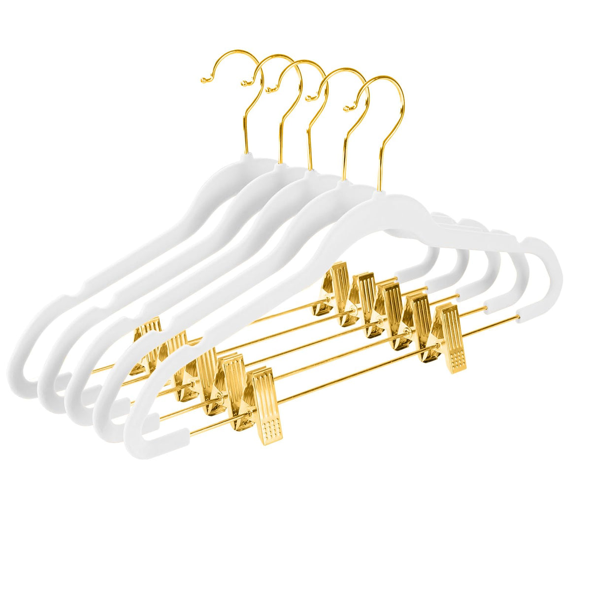 Mizgi Premium Velvet Pants Hangers With Adjustable Clips (Pack Of 20) Slim Skirt Hangers- Non Slip Felt Outfit Dress Hangers Whi
